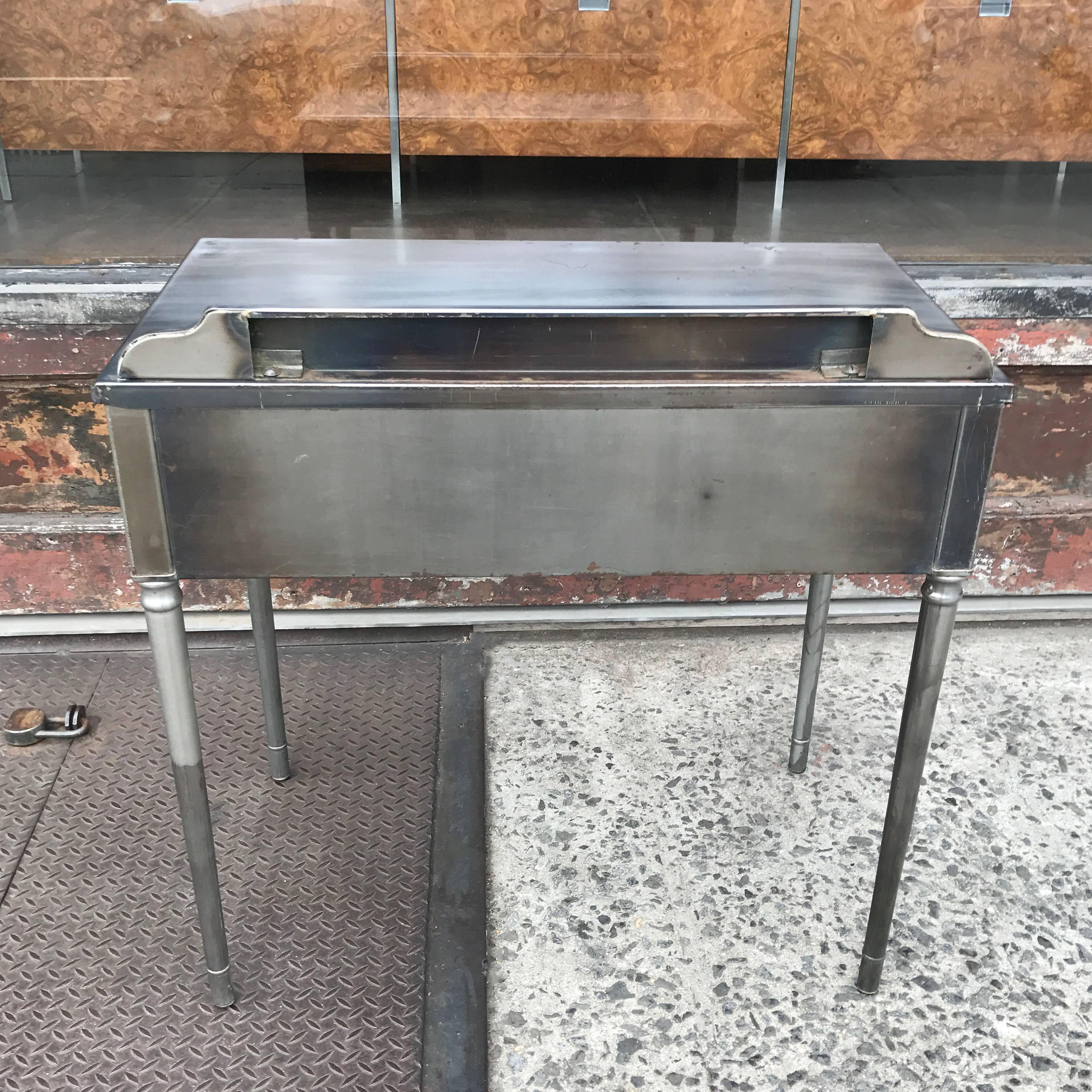 Polished Industrial Brushed Steel Vanity by Simmons Company Furniture