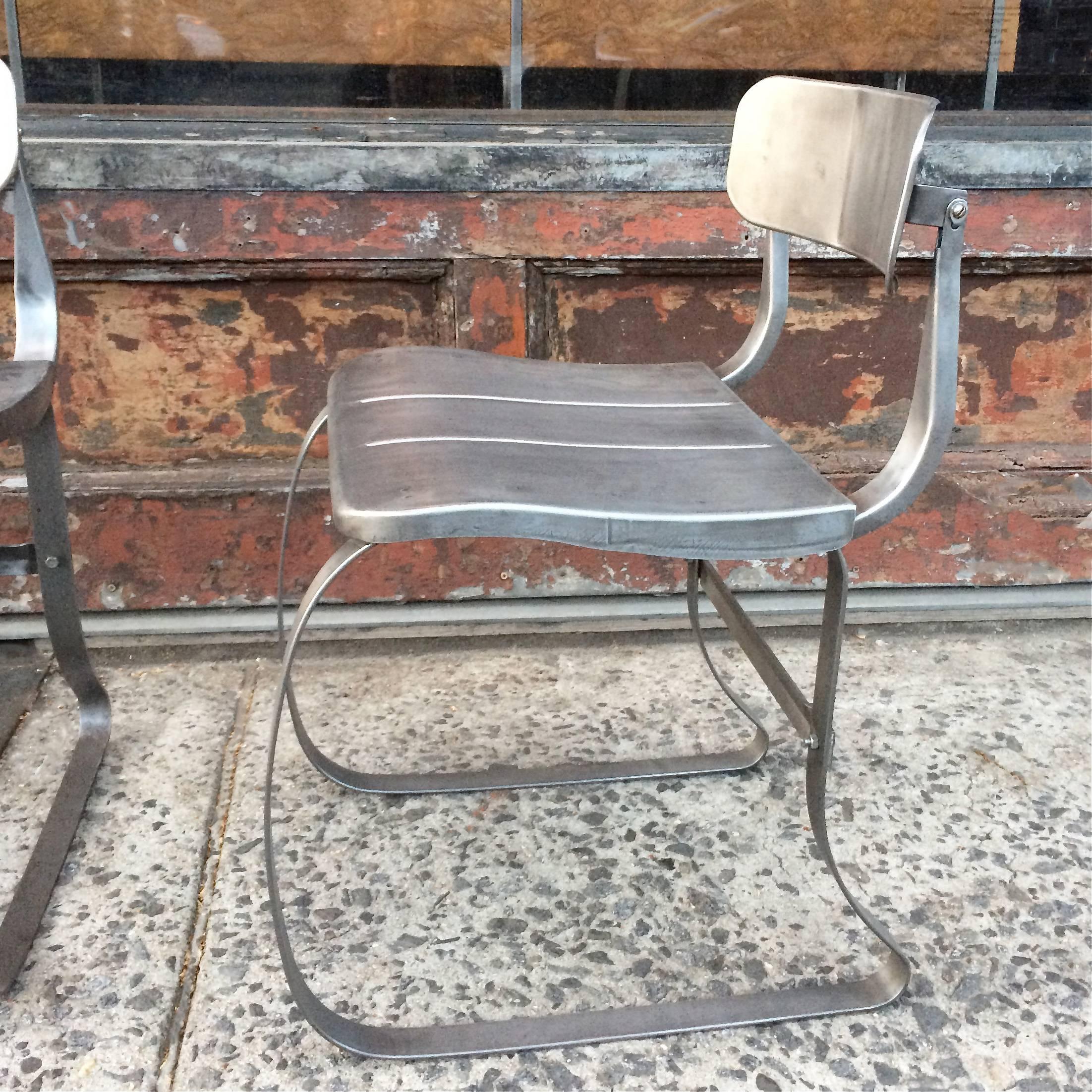 Mid-20th Century Set of Four Brushed Steel Health Chairs by Herman Sperlich for Ironite