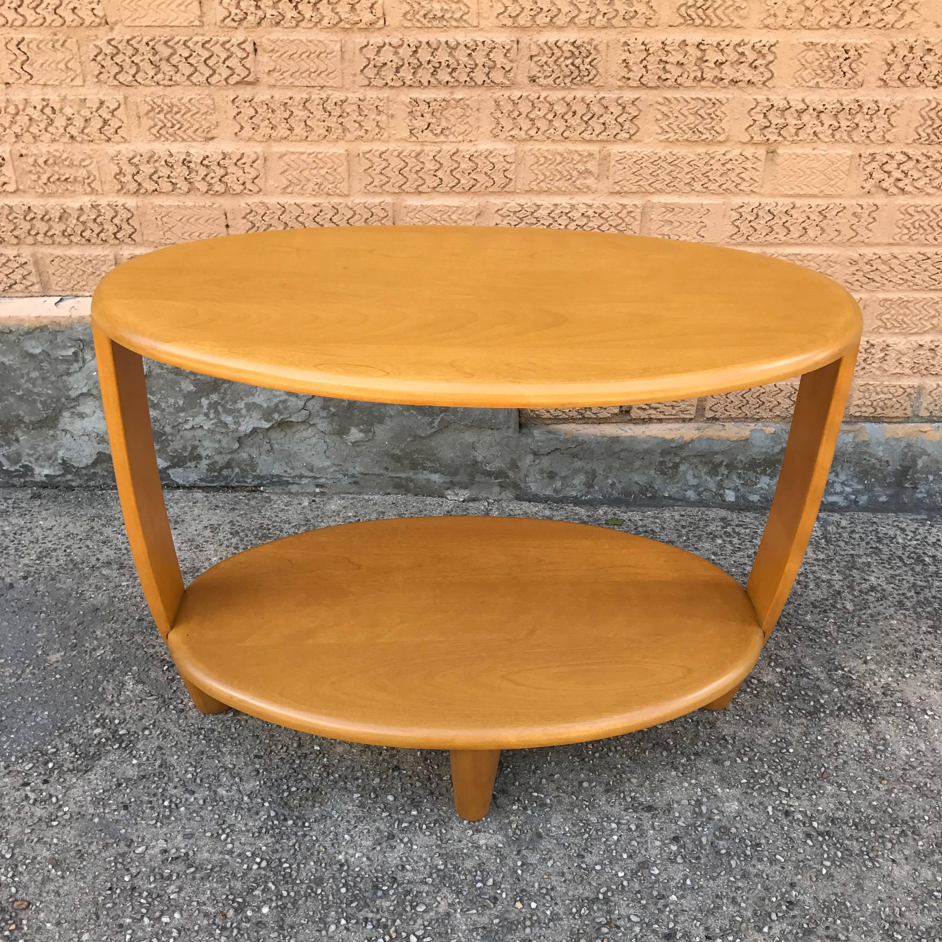 Mid-Century Modern Tiered Oval Maple Side Table by Heywood Wakefield