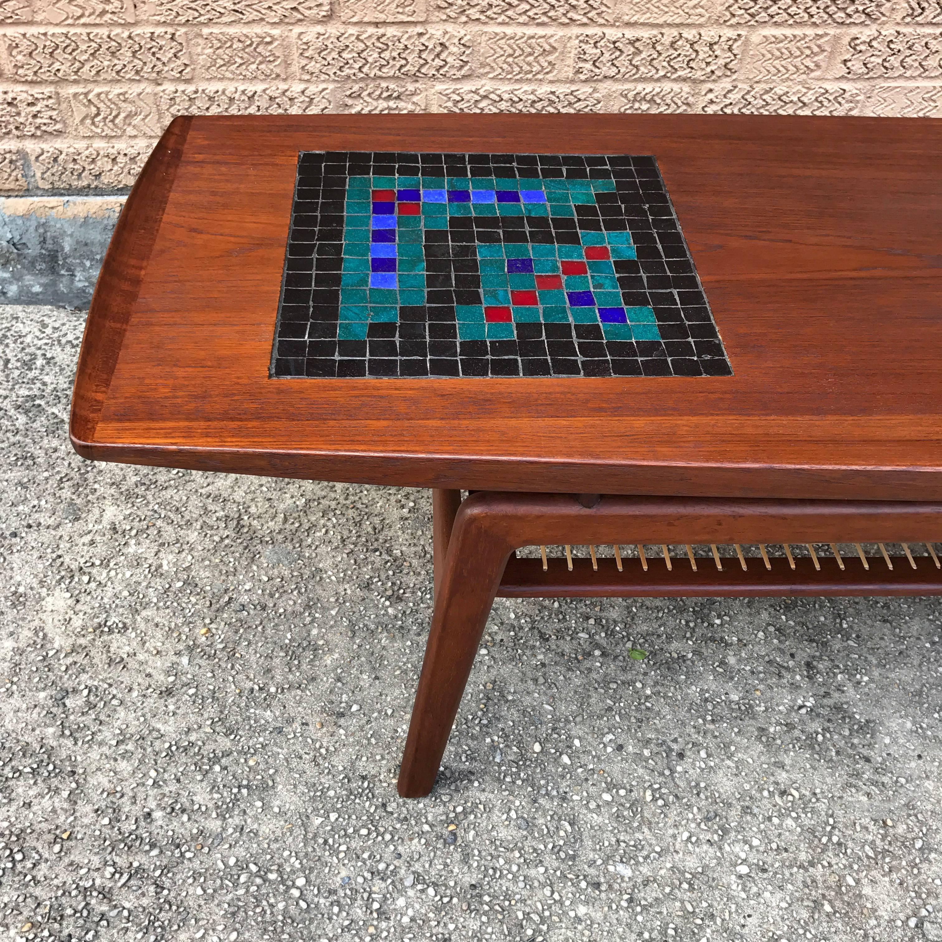 teak and tile coffee table