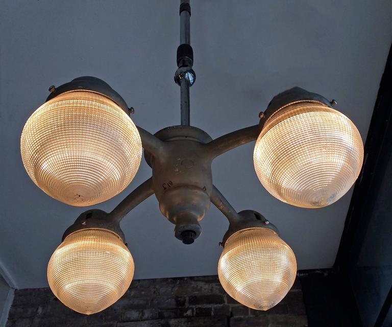 1930s Holophane And Steel Dentists Pendant Lamp 1930s Holophane And Steel Dentists Pendant Lamp Chandelier In Excellent Condition For