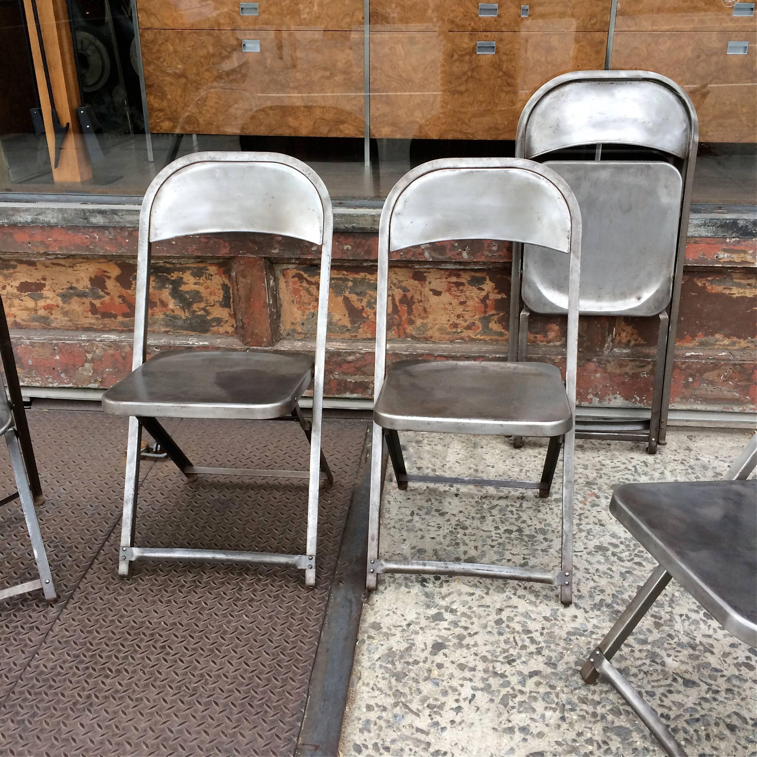 American Industrial Brushed Steel Folding Chairs