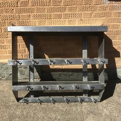 Industrial Brushed Steel Gymnasium Wall Mount Shelf Unit Coat Rack