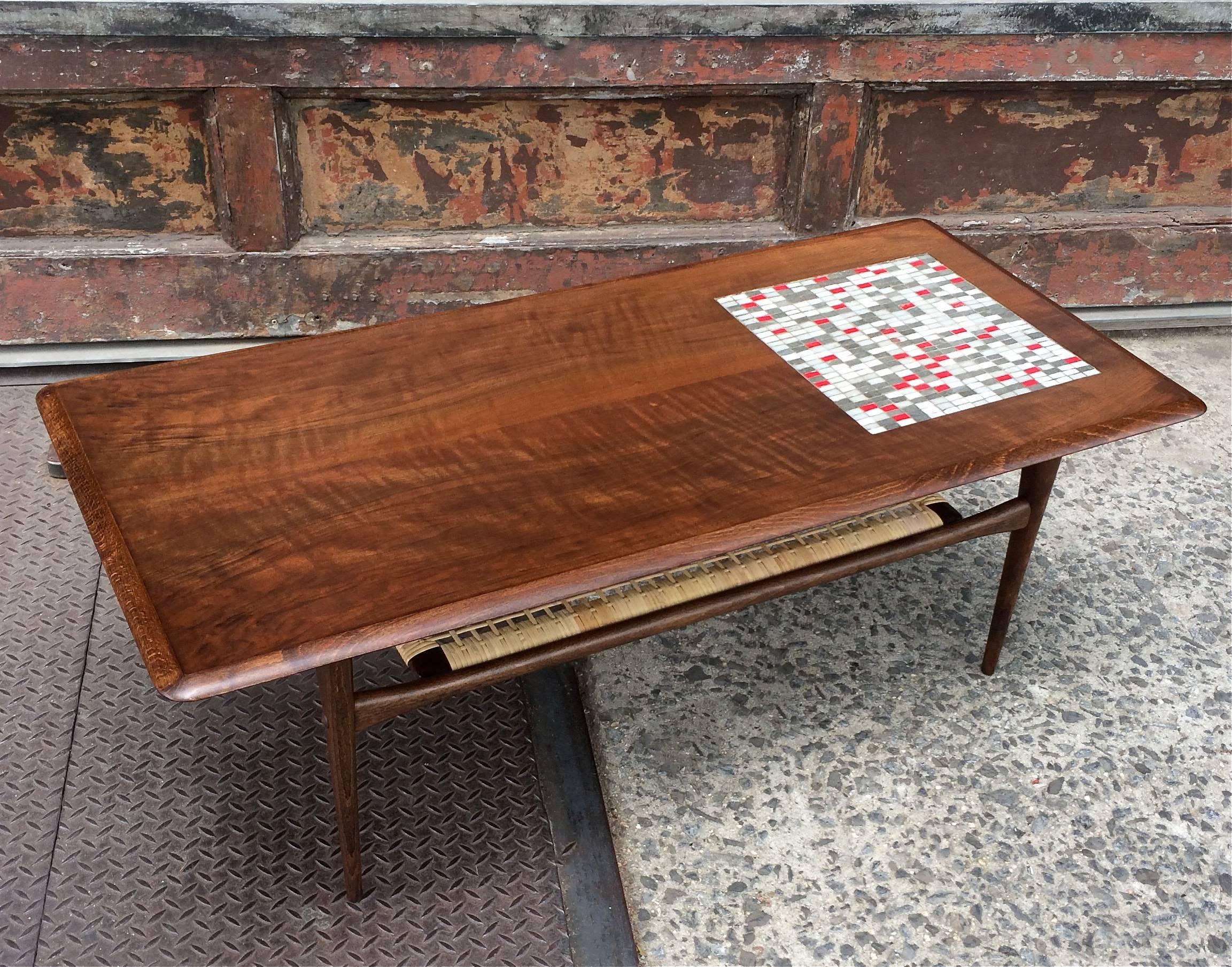 Mid-20th Century Danish Modern Walnut and Tile Mosaic Coffee Table