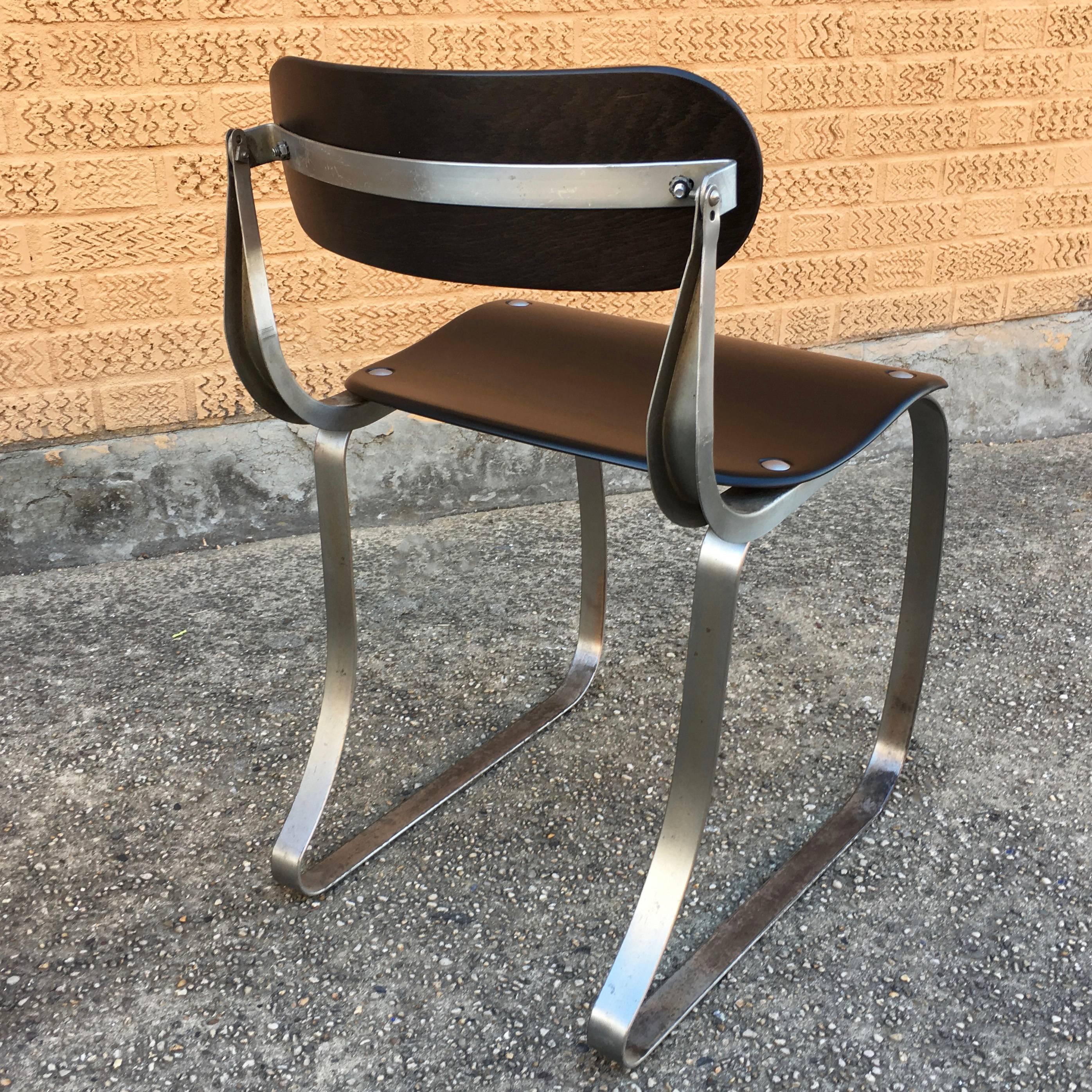 American Brushed Steel and Ebonized Maple Health Chairs by Herman Sperlich for Ironrite