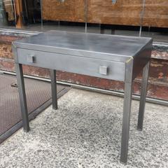 Art Deco Brushed Steel Vanity Writing Desk by Simmons, Norman Bel Geddes