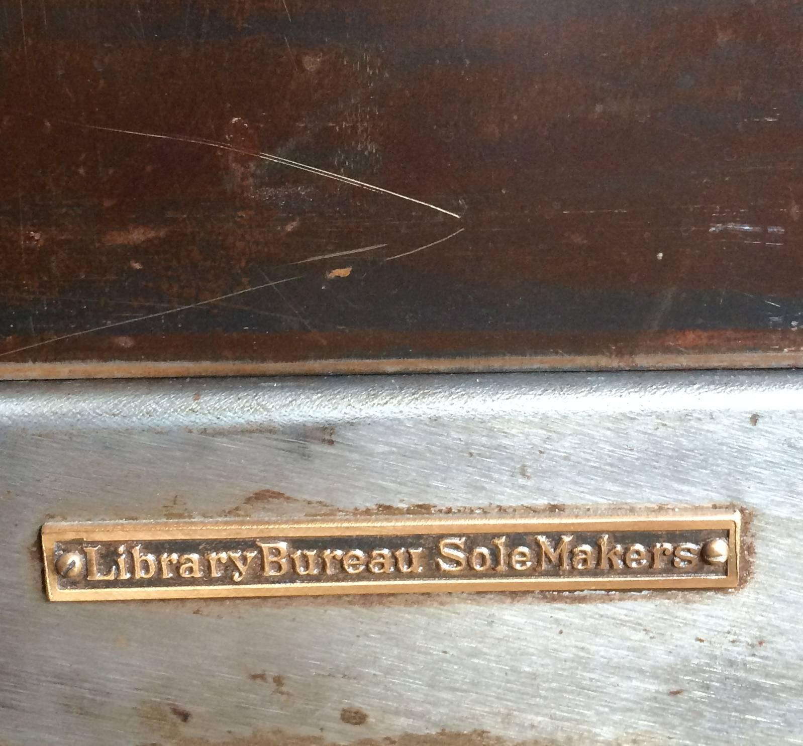 Library Bureau Sole Makers Industrial Brushed Steel Office Storage Cabinet In Excellent Condition In Brooklyn, NY