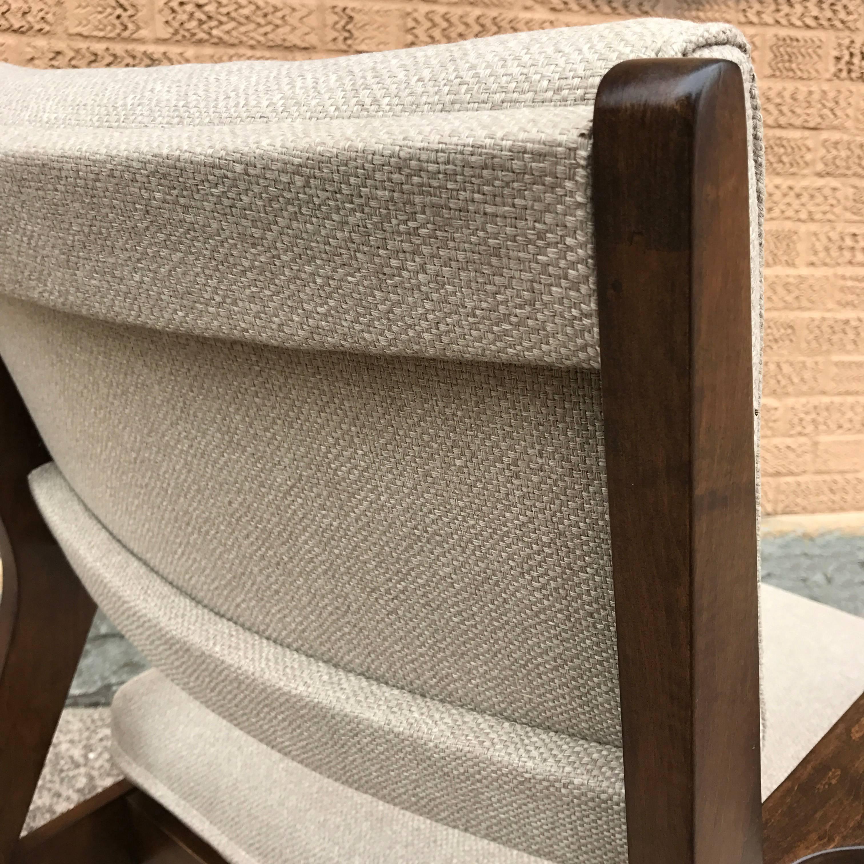 Fabric Mid-Century Modern Walnut Armchair Attrib Jens Risom