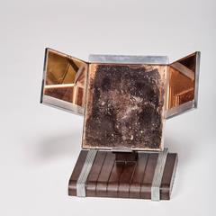 Art Deco Amber Glass and Chrome Shaving Mirror