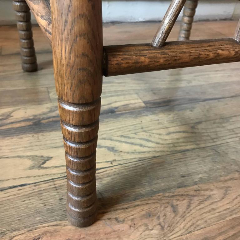 Carved Oak Arts and Crafts Egyptian Revival Thebes Stool im Angebot bei