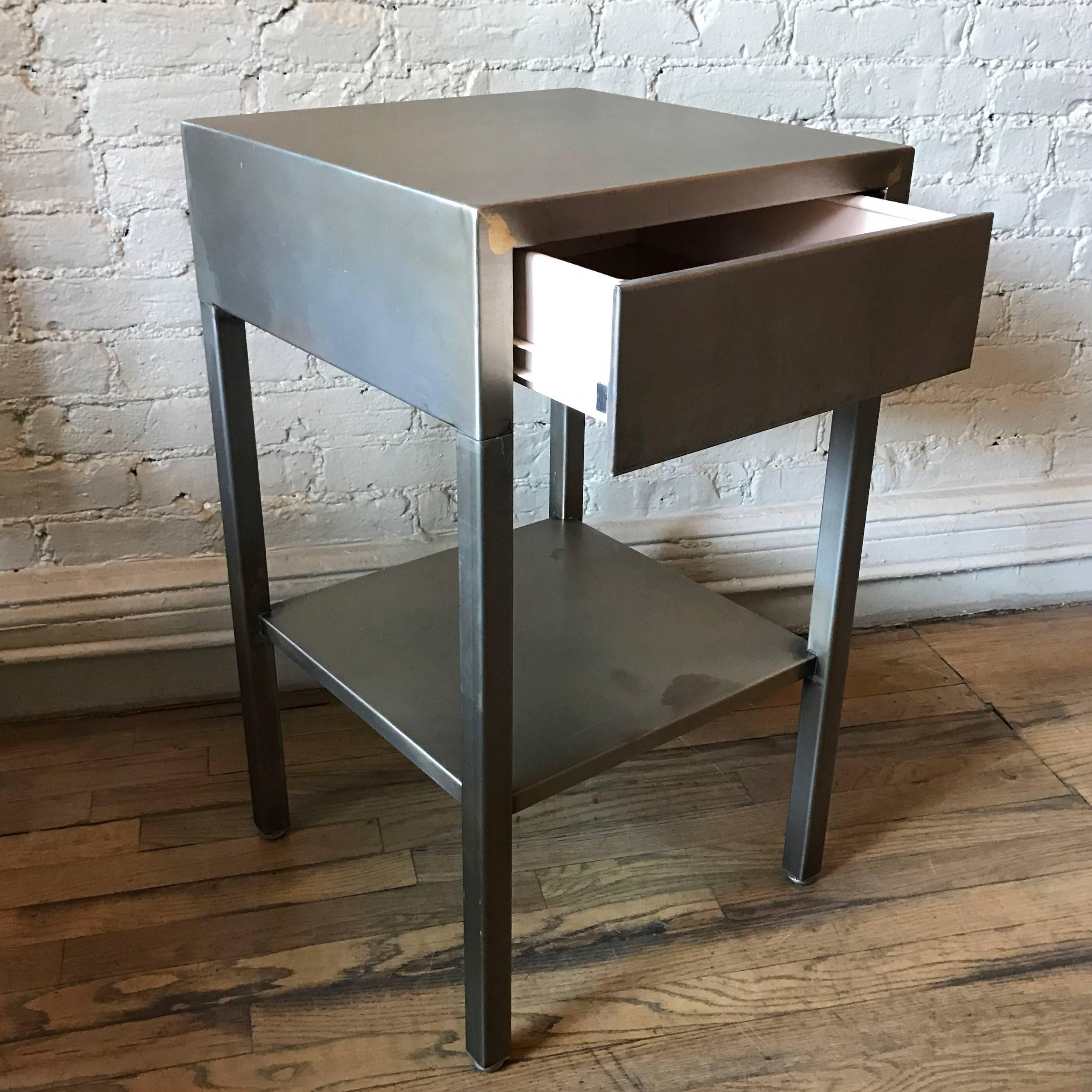 Streamlined Brushed Steel Side Table Nightstand by Superior Sleeprite ...