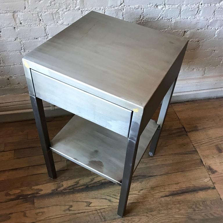 Streamlined Brushed Steel Side Table Nightstand By Superior Sleeprite For Sale At 1stdibs