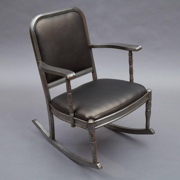 Simmons Brushed Steel and Gunmetal Vinyl Rocking Chair For Sale at 1stDibs