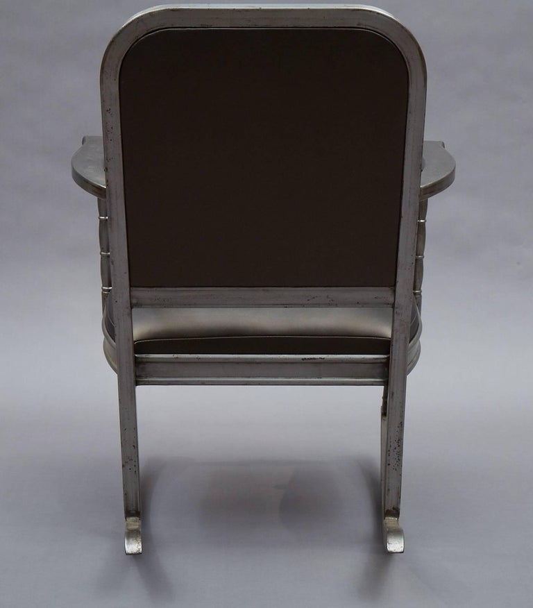 Simmons Brushed Steel and Gunmetal Vinyl Rocking Chair For Sale at 1stDibs