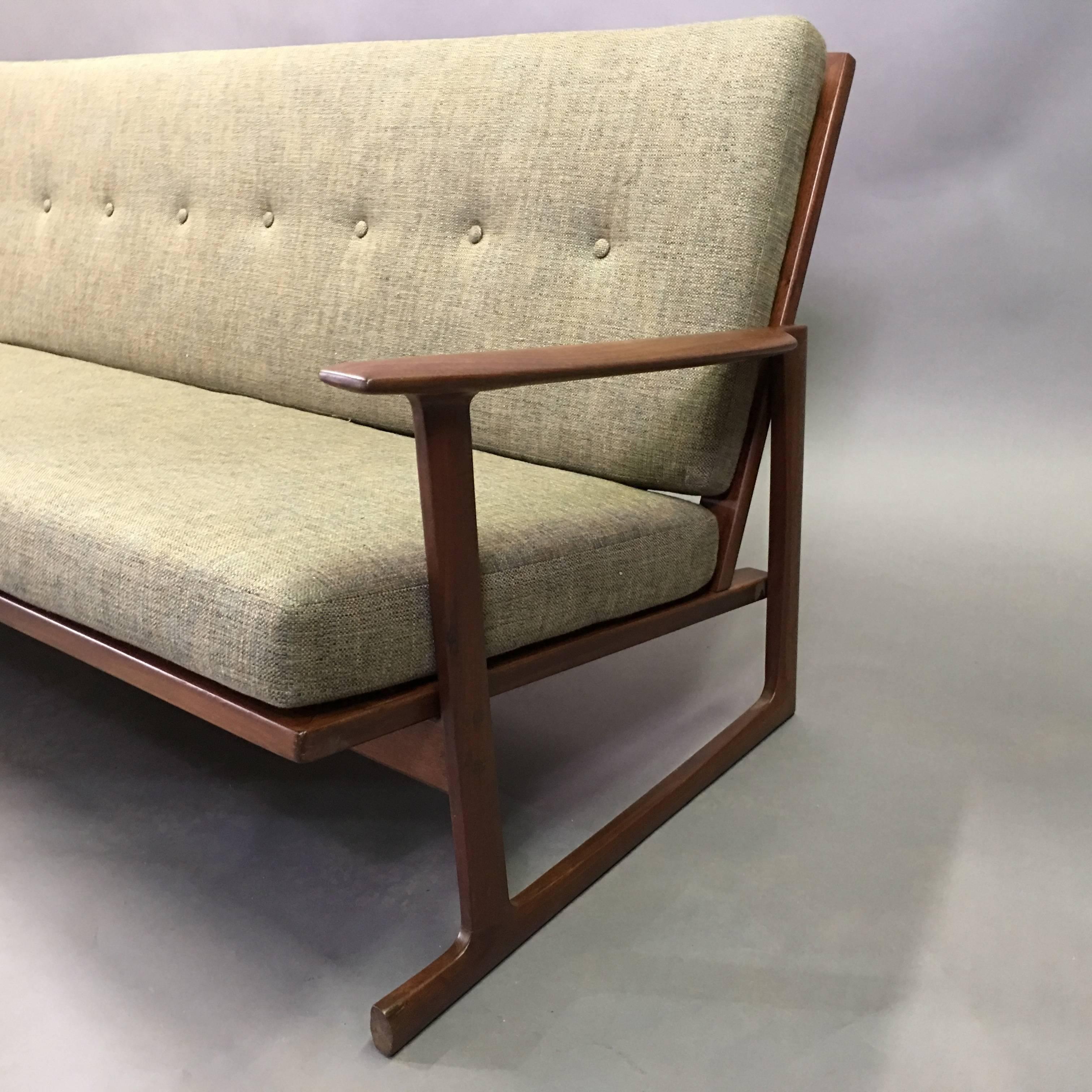 Fabric Danish Modern Teak Frame Sofa by Ib Kofod-Larsen for Selig