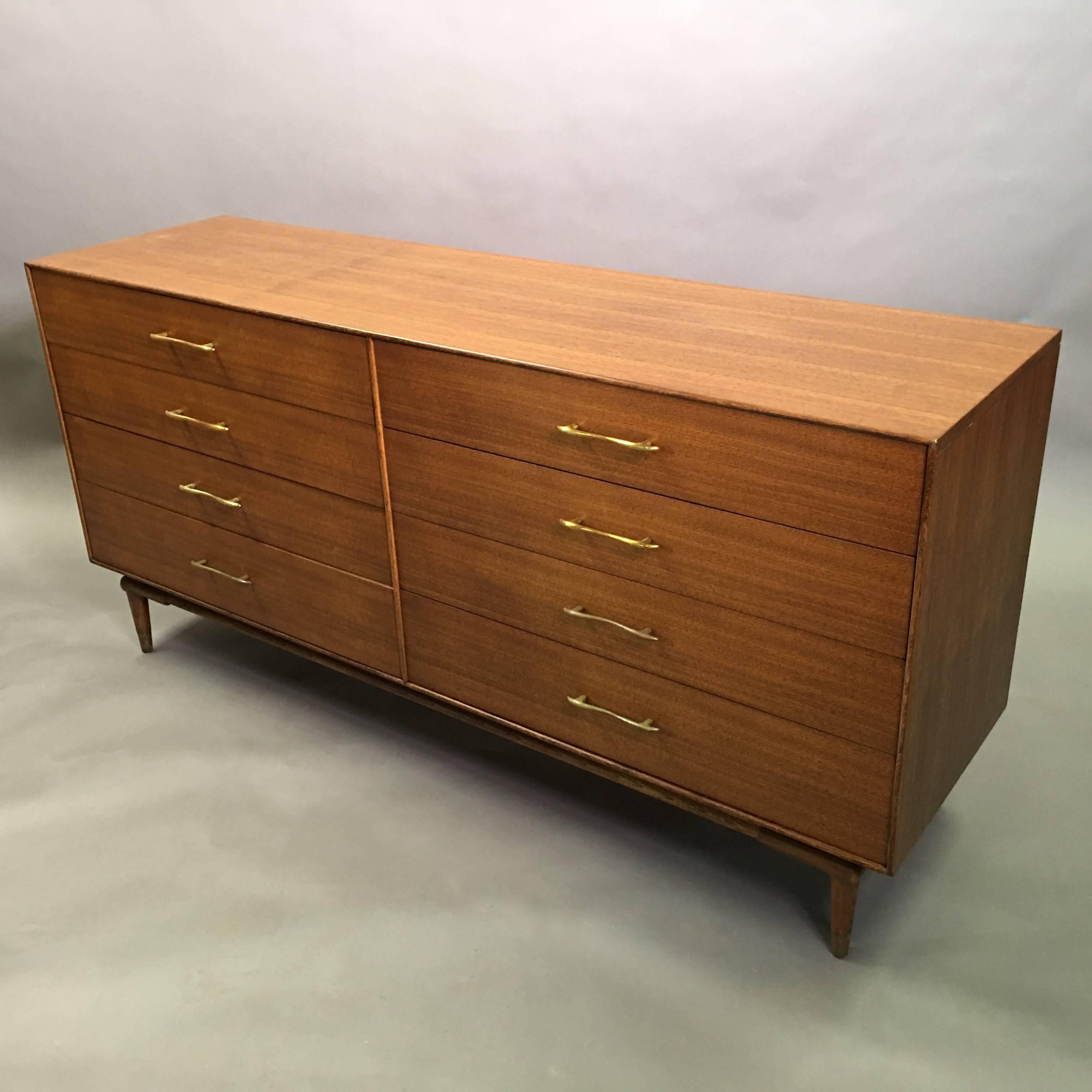 American Mid-Century Modern Walnut Double Wide Dresser