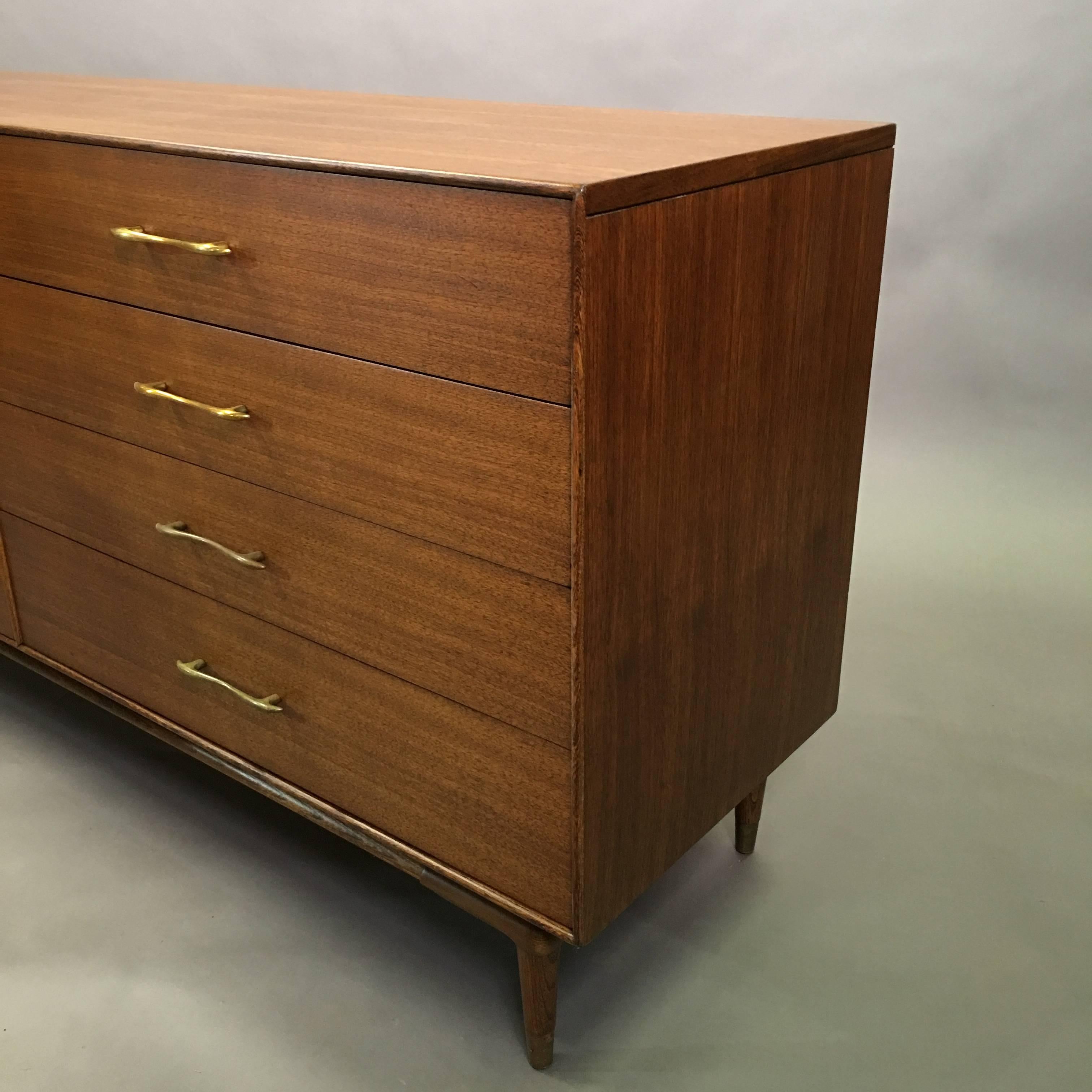 Mid-20th Century Mid-Century Modern Walnut Double Wide Dresser