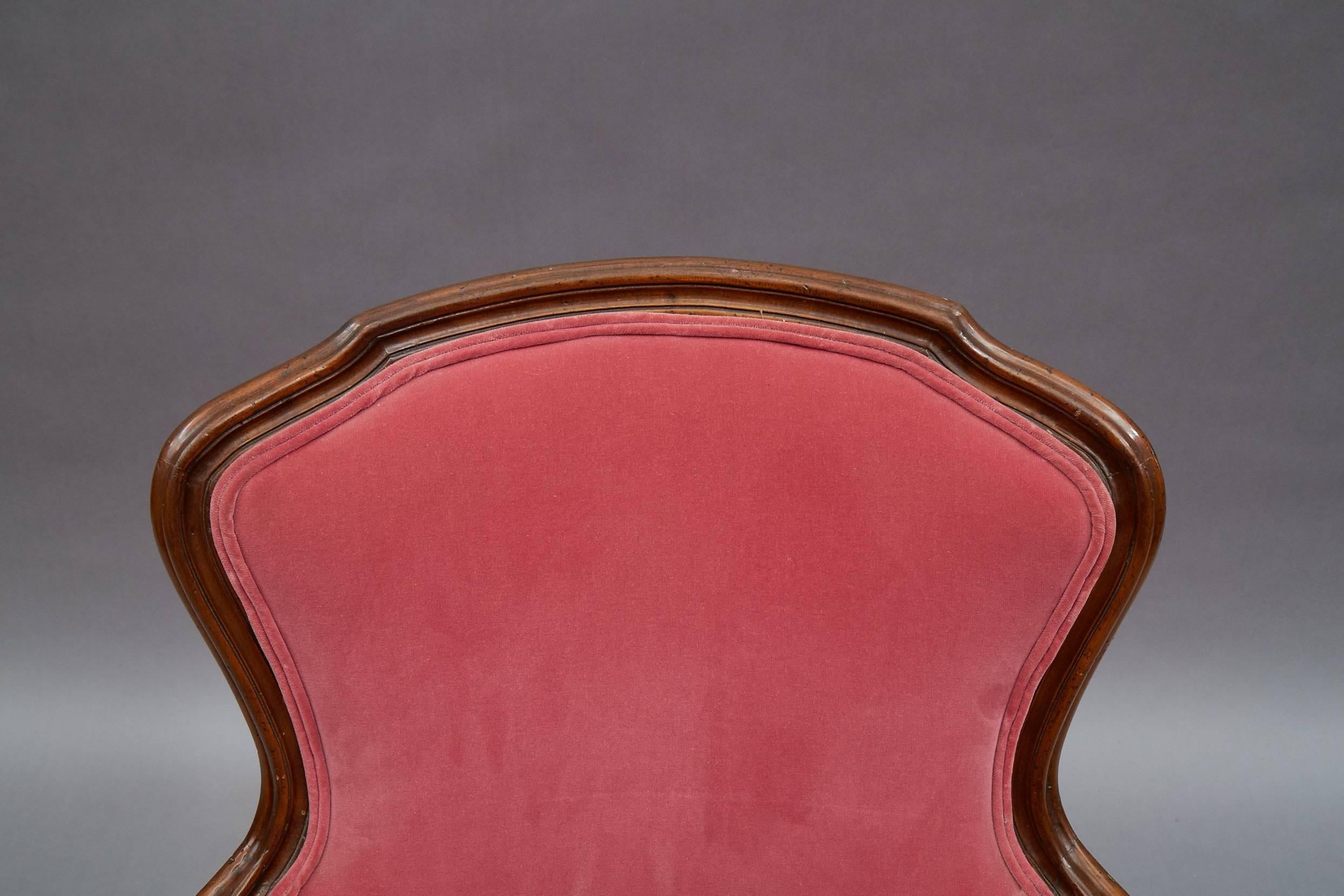 Louis XVI Style Carved Mahogany and Velvet Bergère Chairs 3