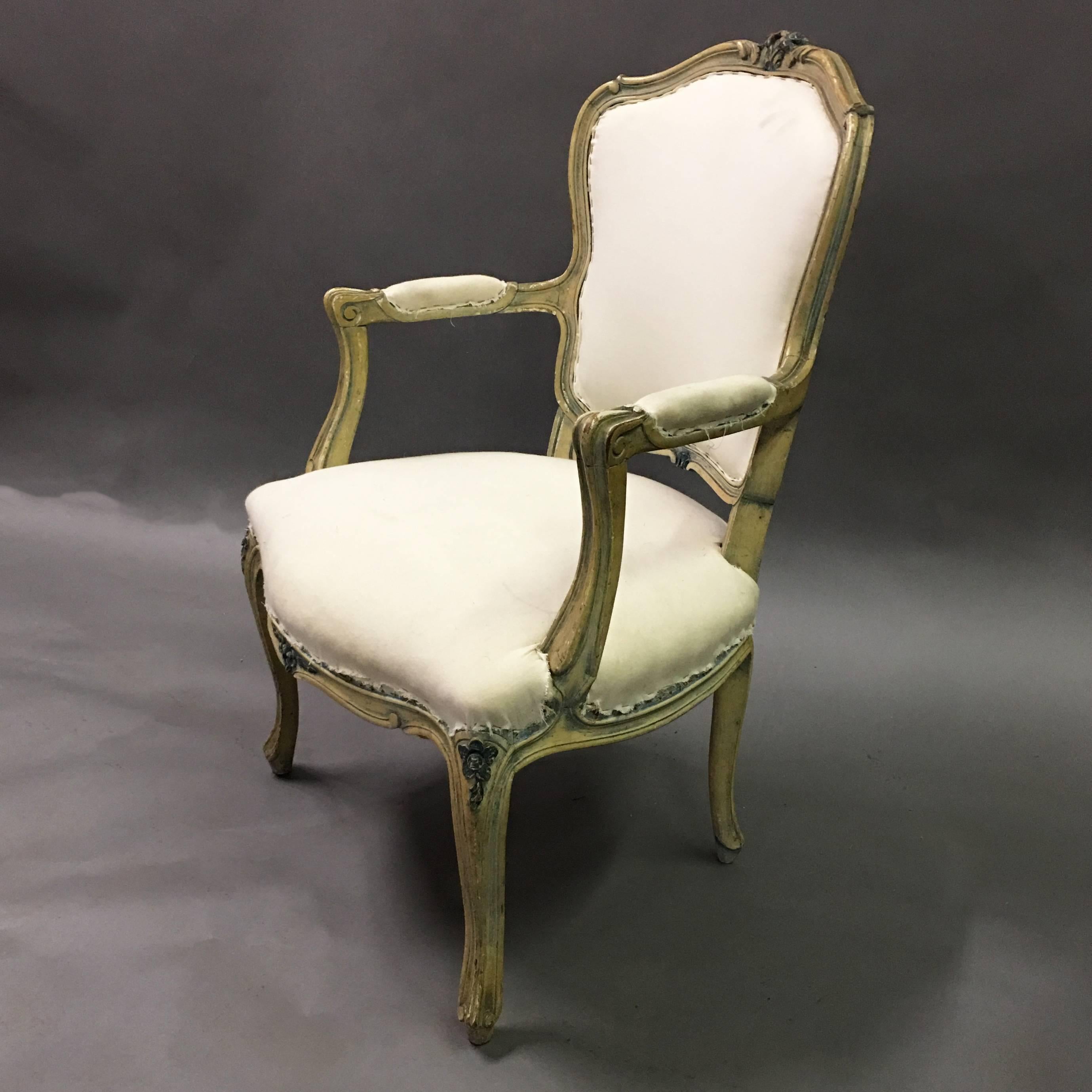 Louis XIV Louis XVI Style Carved Mahogany Armchair For Sale