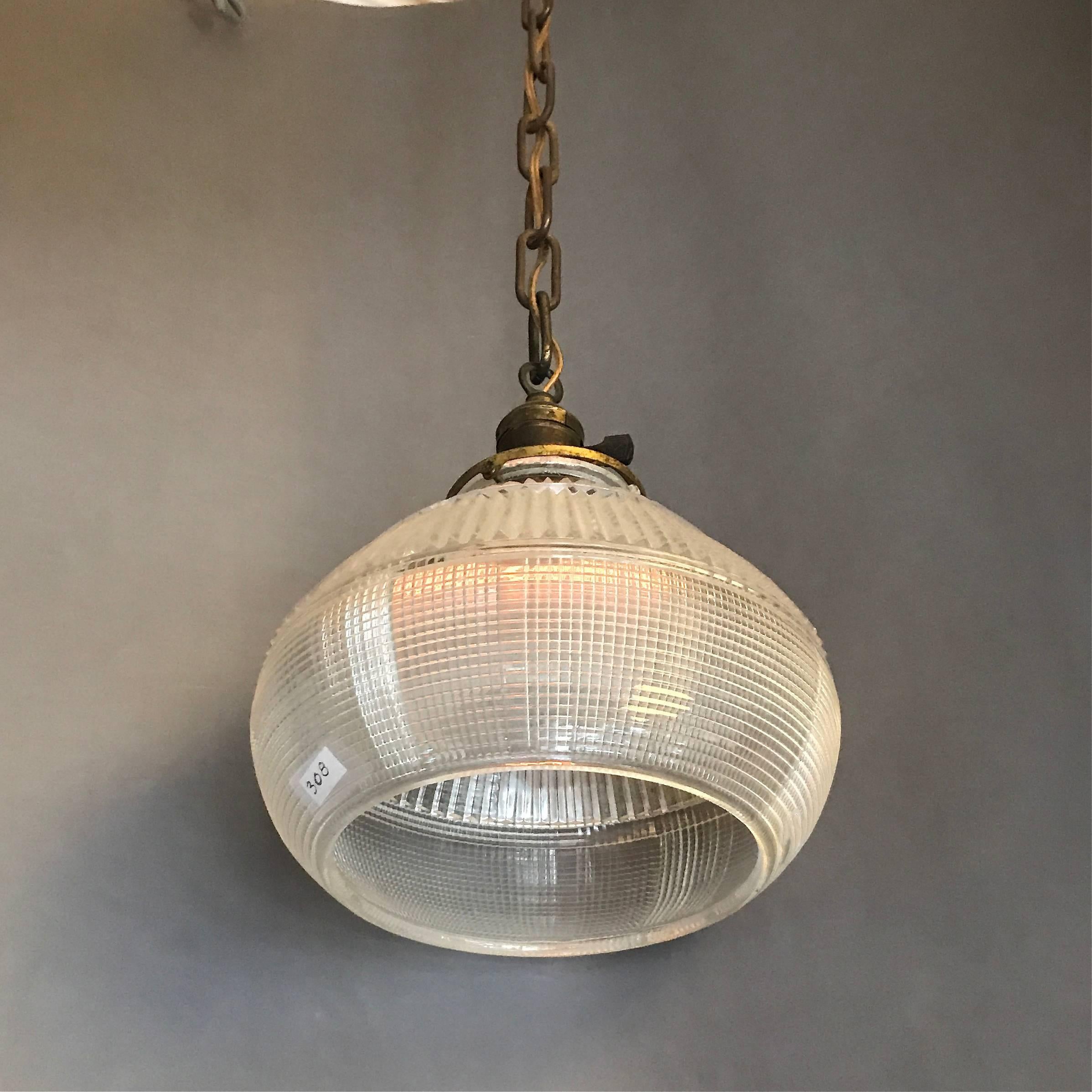 Open Holophane Bell Pendant Light In Excellent Condition In Brooklyn, NY