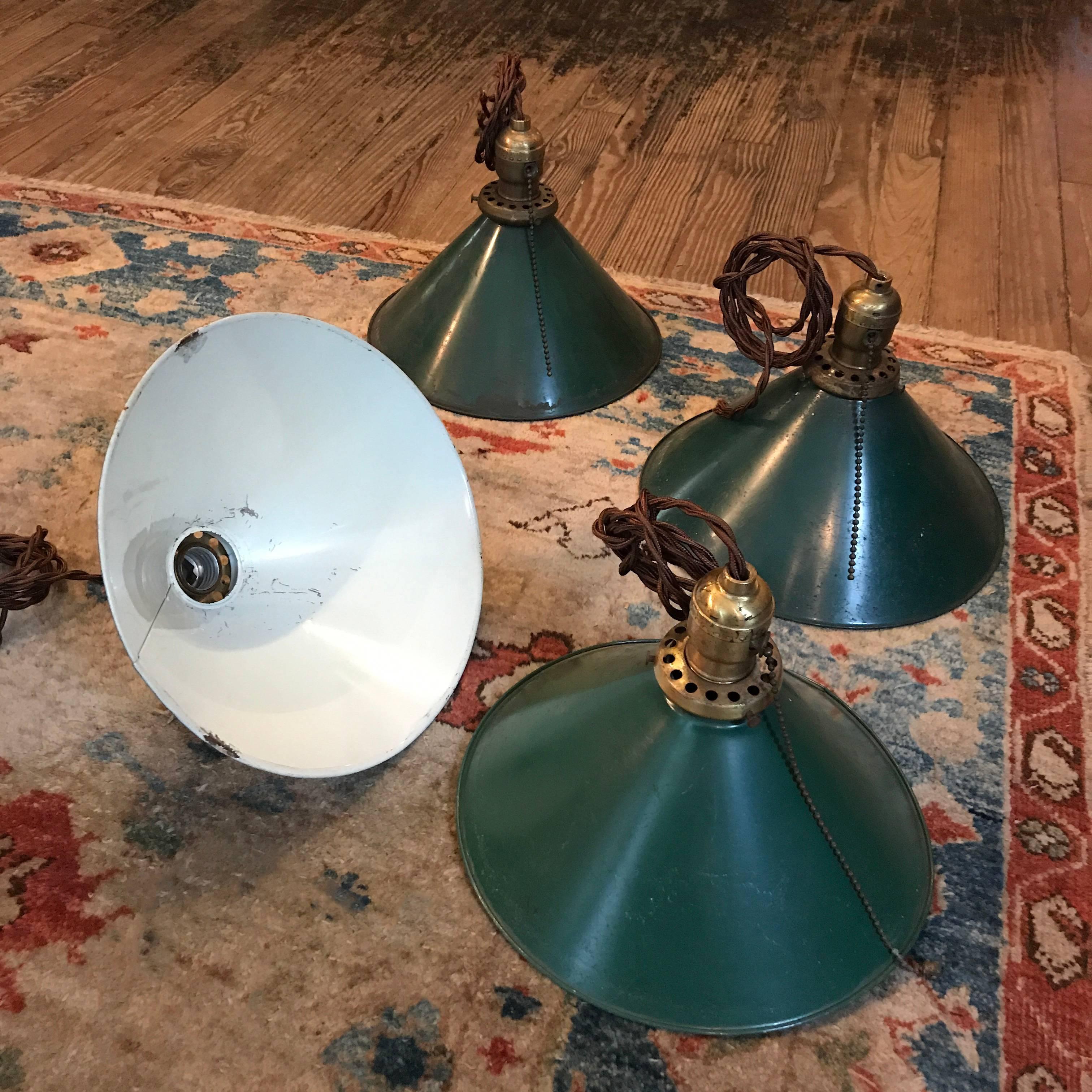 American Industrial Green Enamel Steel Cone Factory Pendant Lights