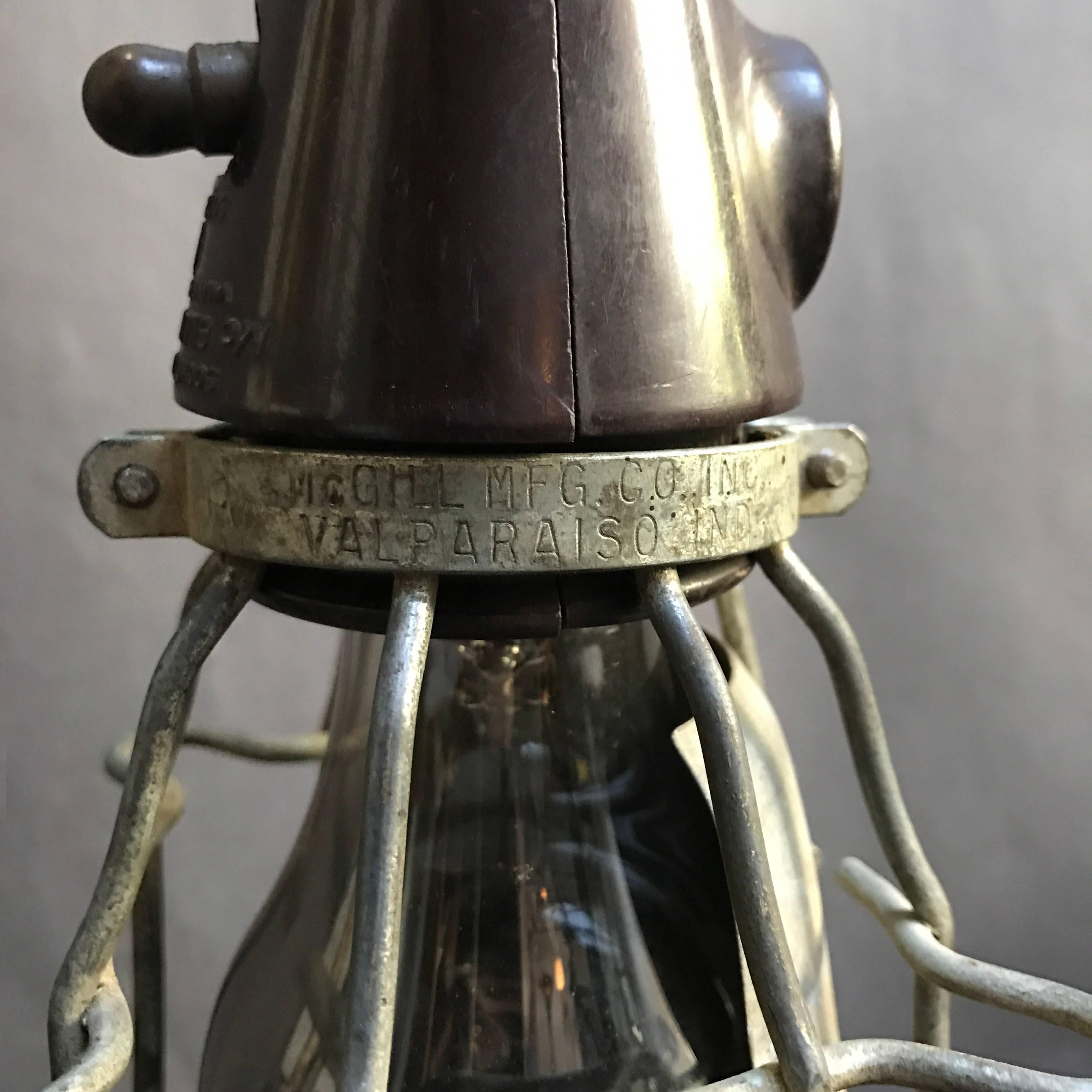 Industrial Rubber Handle Utility Cage Light Pendant In Good Condition For Sale In Brooklyn, NY