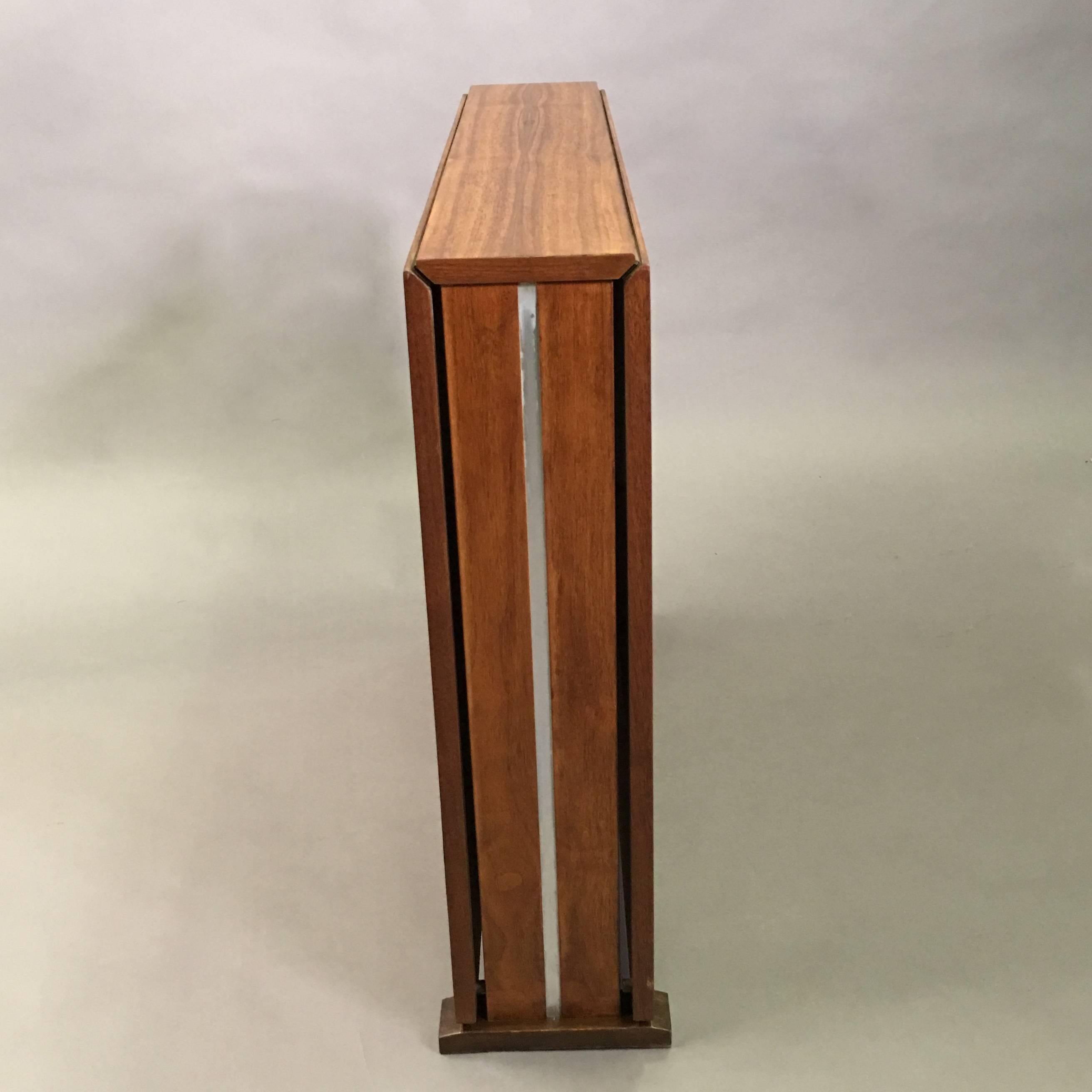 Aluminum Mid-Century Modern Walnut Drop Leaf Gate-Leg Dining Table