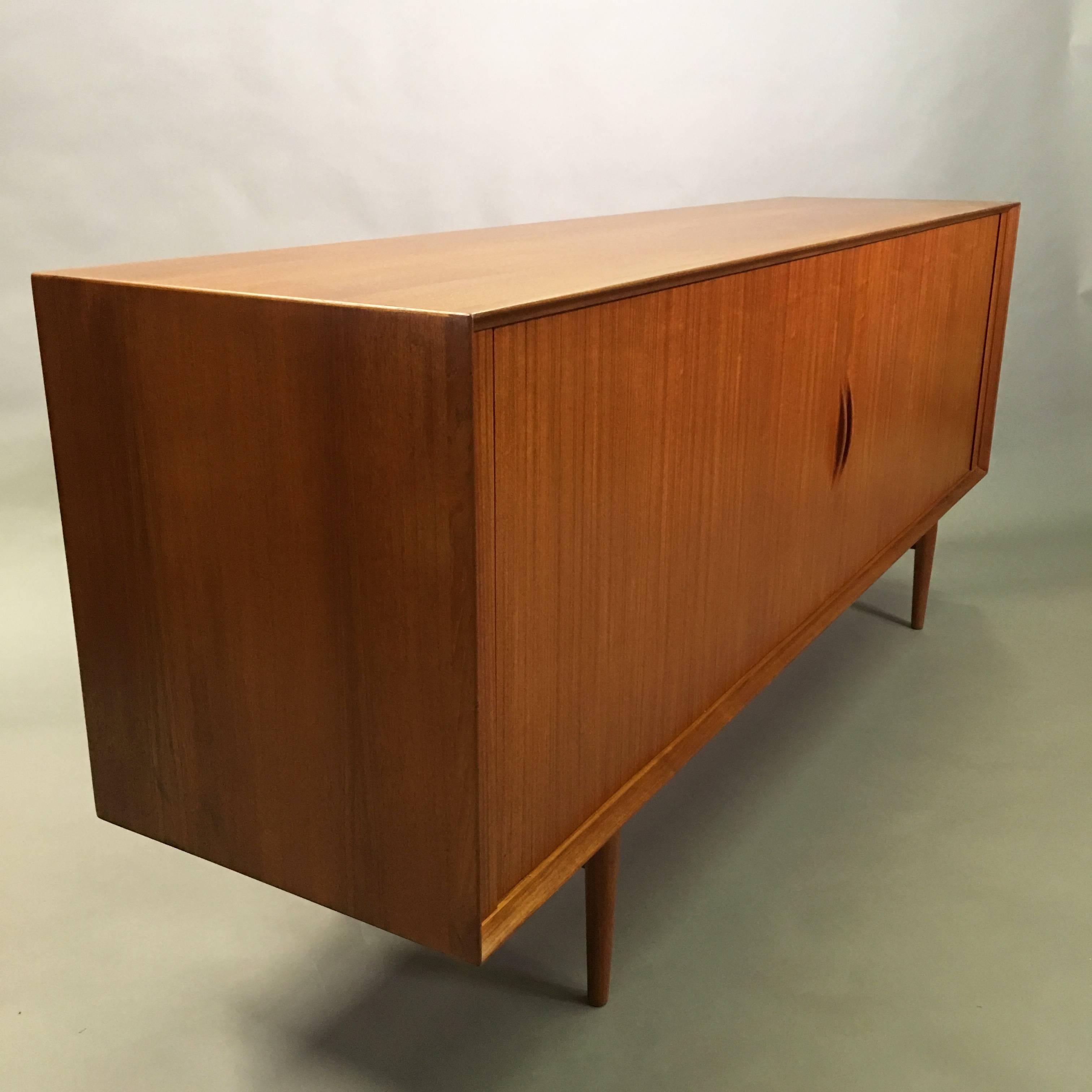 Danish Modern Teak Tambour Front Credenza by Arne Vodder for Sibast In Excellent Condition In Brooklyn, NY