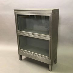 Industrial Glass Front Brushed Steel Barrister Bookcase