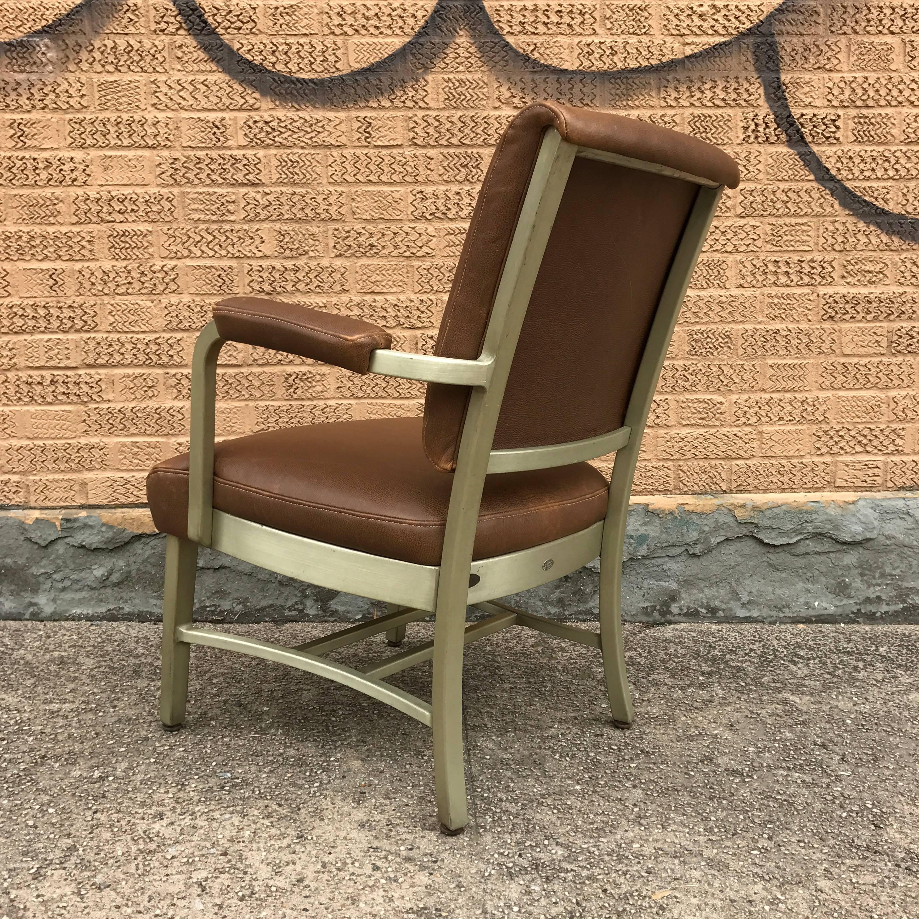 American Mid-Century Leather and Aluminium Armchair by GoodForm