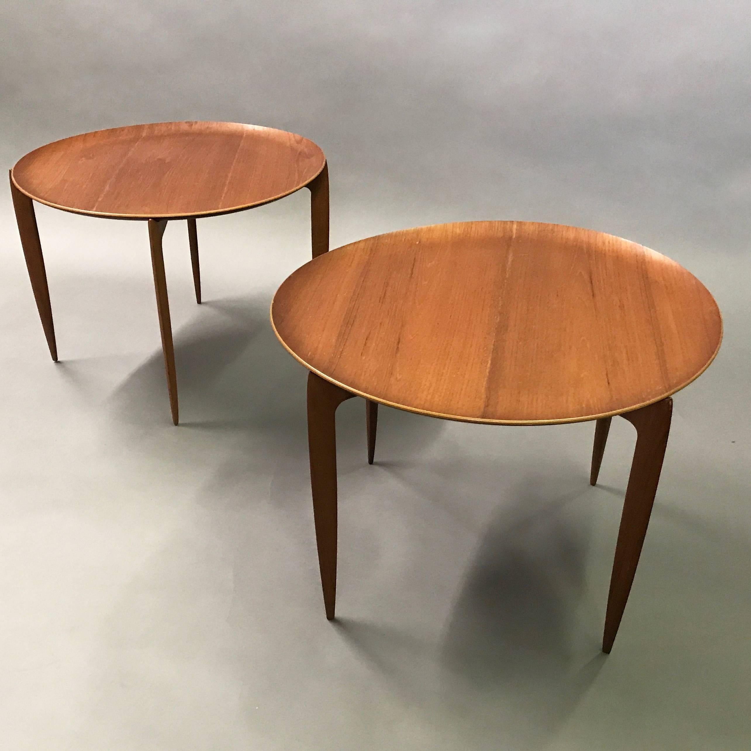 Scandinavian Modern Danish Modern Teak Folding Tray Tables by Willumsen and Engholm for Fritz Hansen