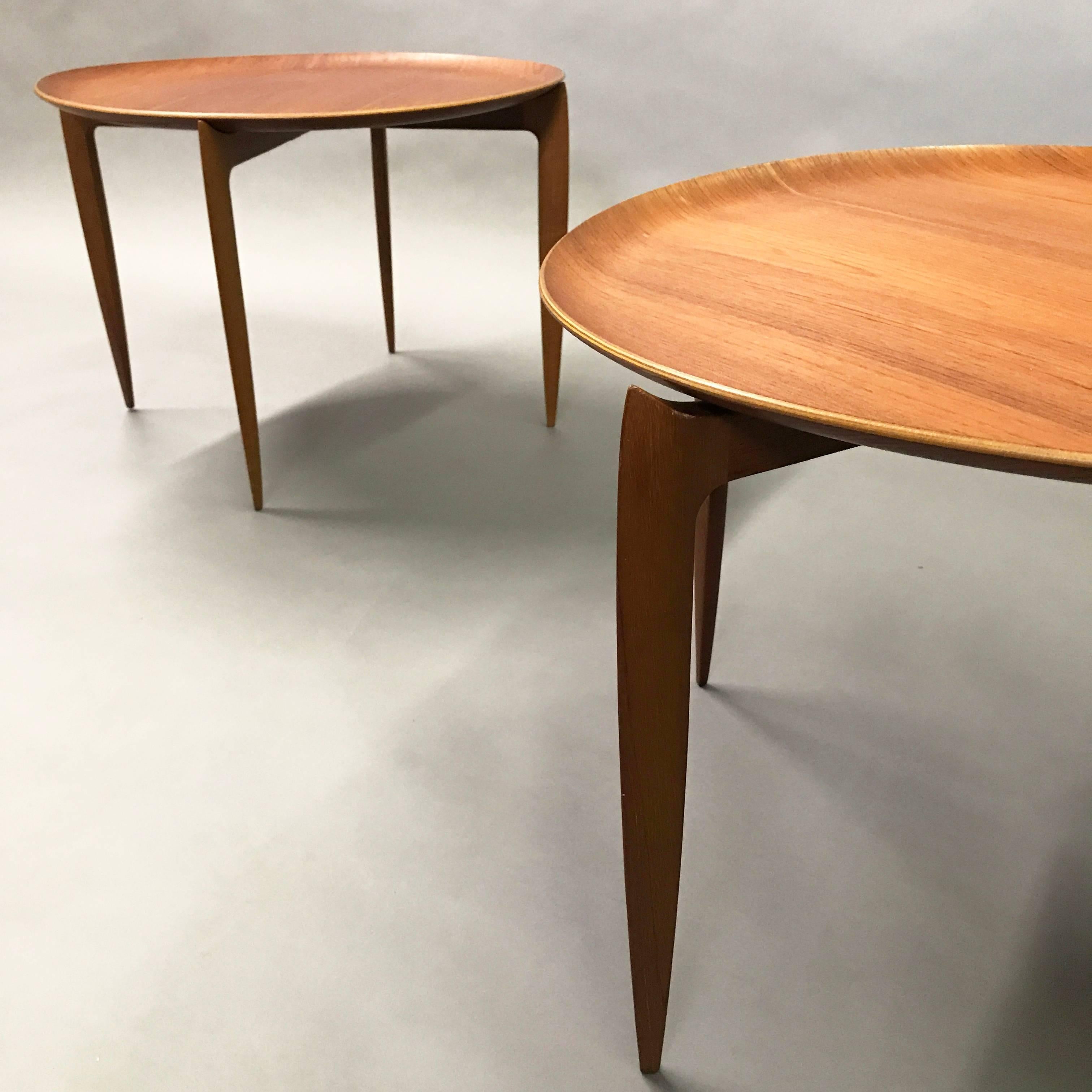 Danish Modern Teak Folding Tray Tables by Willumsen and Engholm for Fritz Hansen In Excellent Condition In Brooklyn, NY