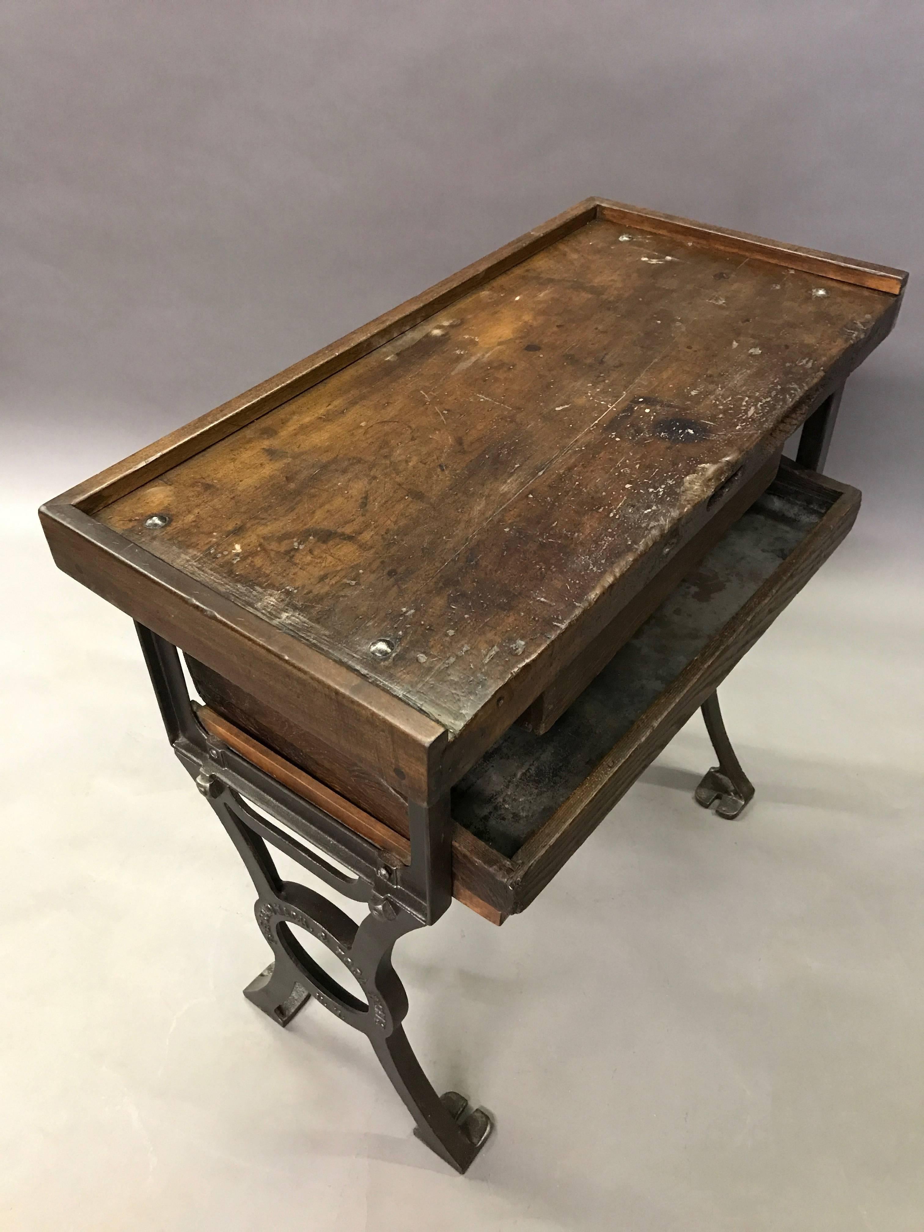 American Industrial Maple and Cast Iron Jeweler's Work Bench, 1930s