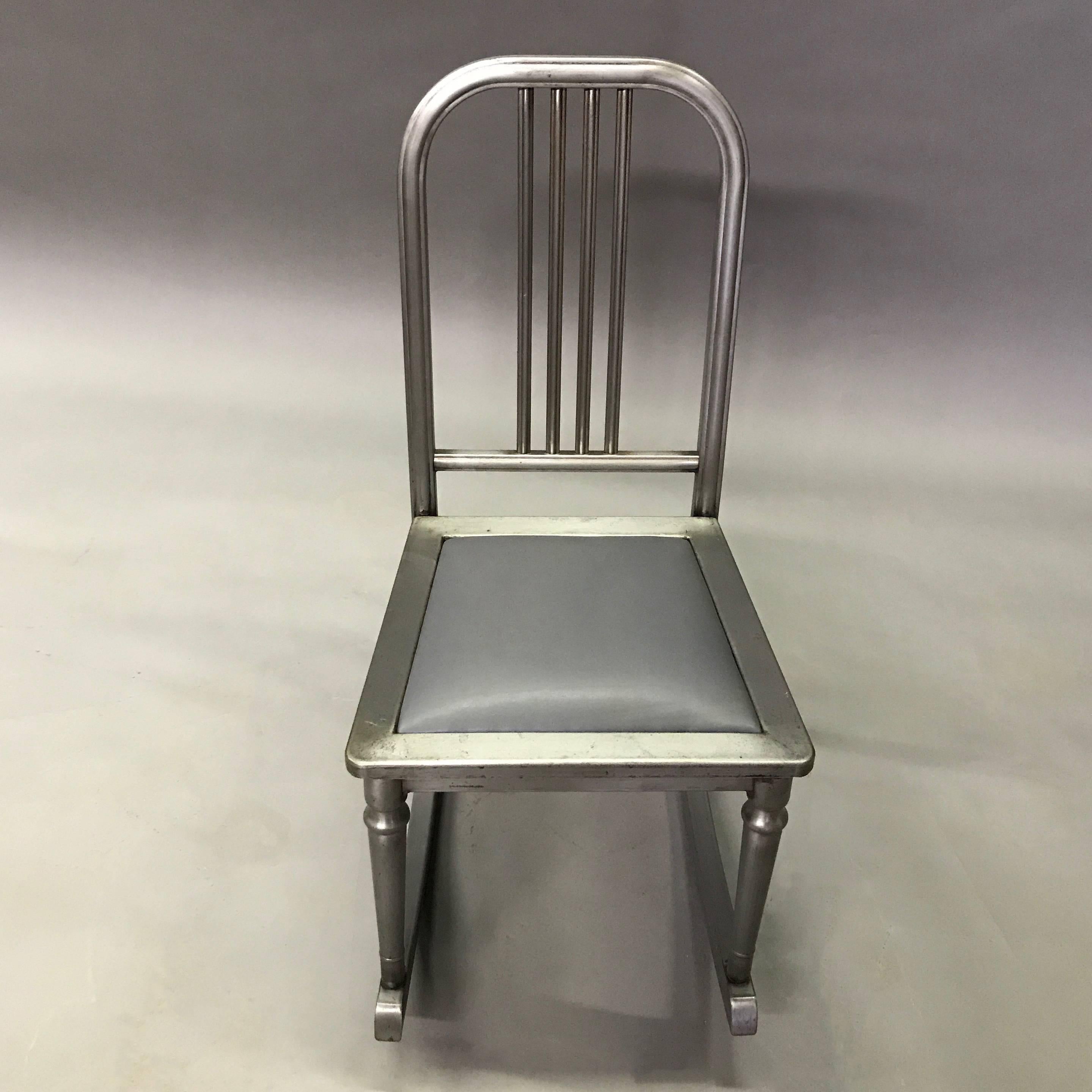 Industrial Petite Brushed Steel Rocking Chair by Simmons Sheraton Series