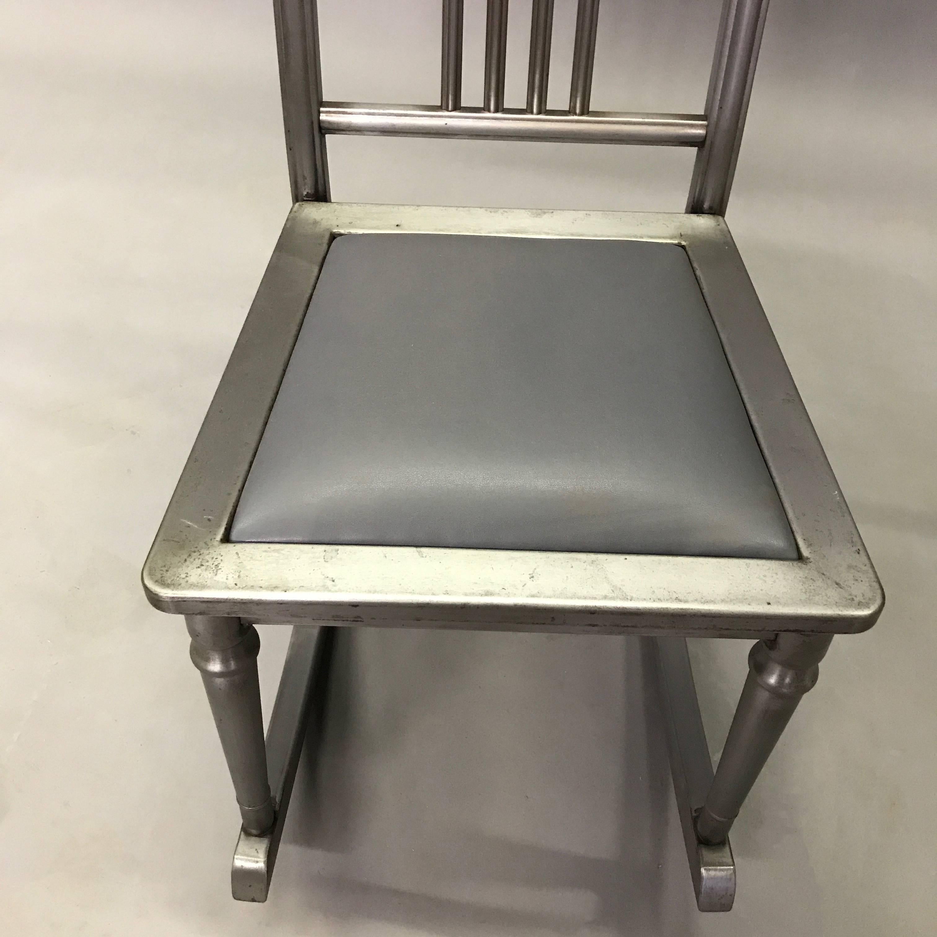 American Petite Brushed Steel Rocking Chair by Simmons Sheraton Series