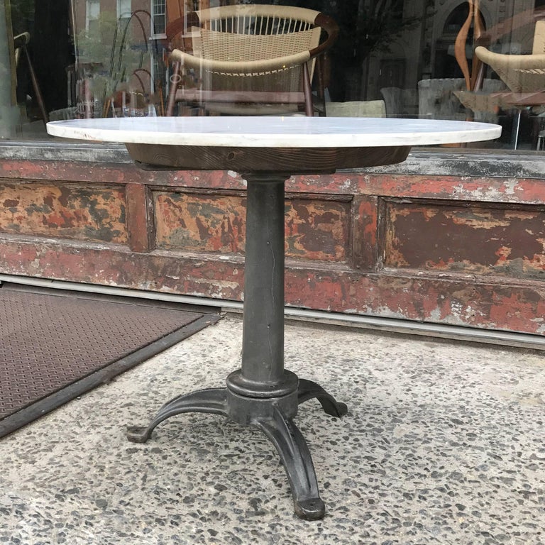 Round Marble and Cast Iron Pedestal Dining Table For Sale ...