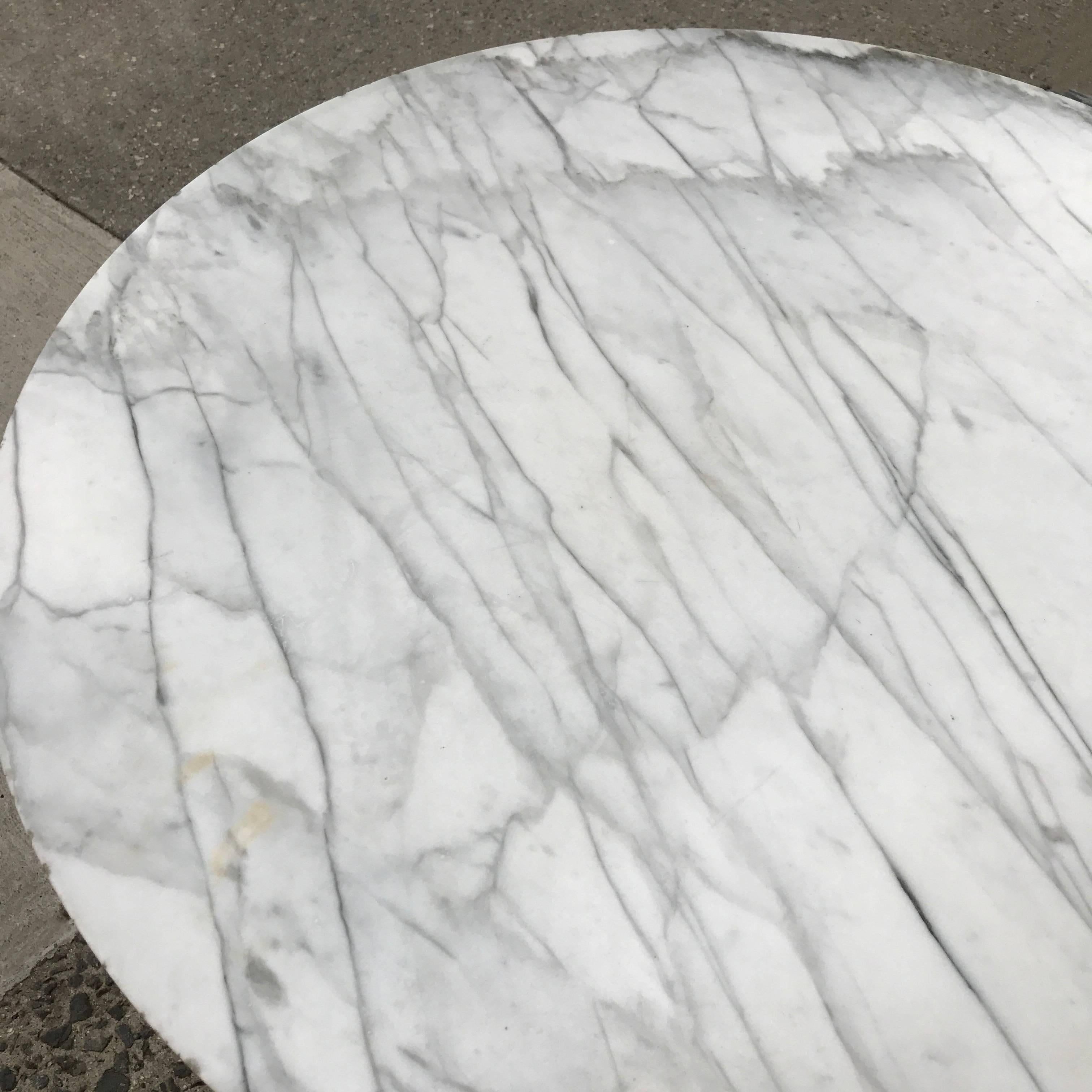 Round Marble and Cast Iron Pedestal Café Dining Table 1