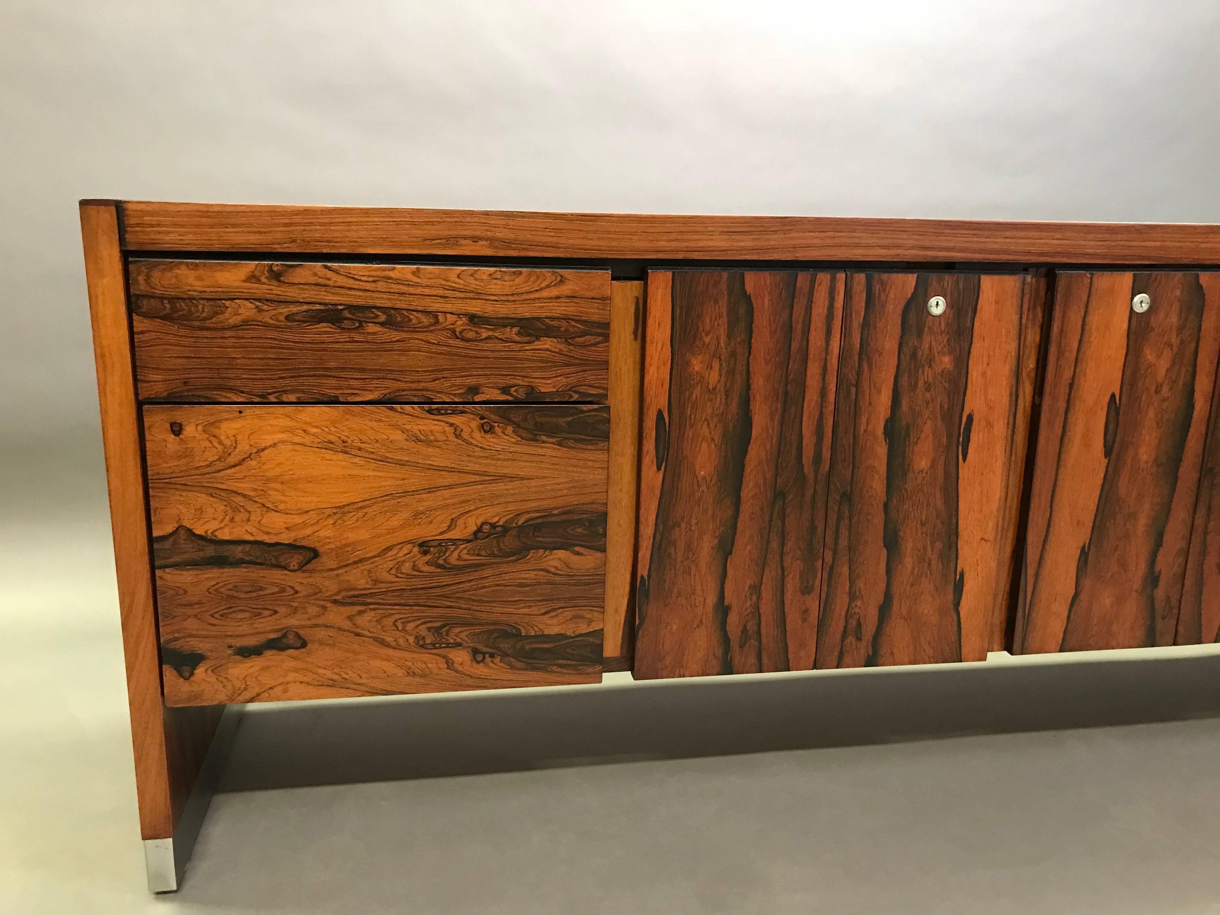 Rosewood and Chrome Office Credenza In Good Condition In Brooklyn, NY