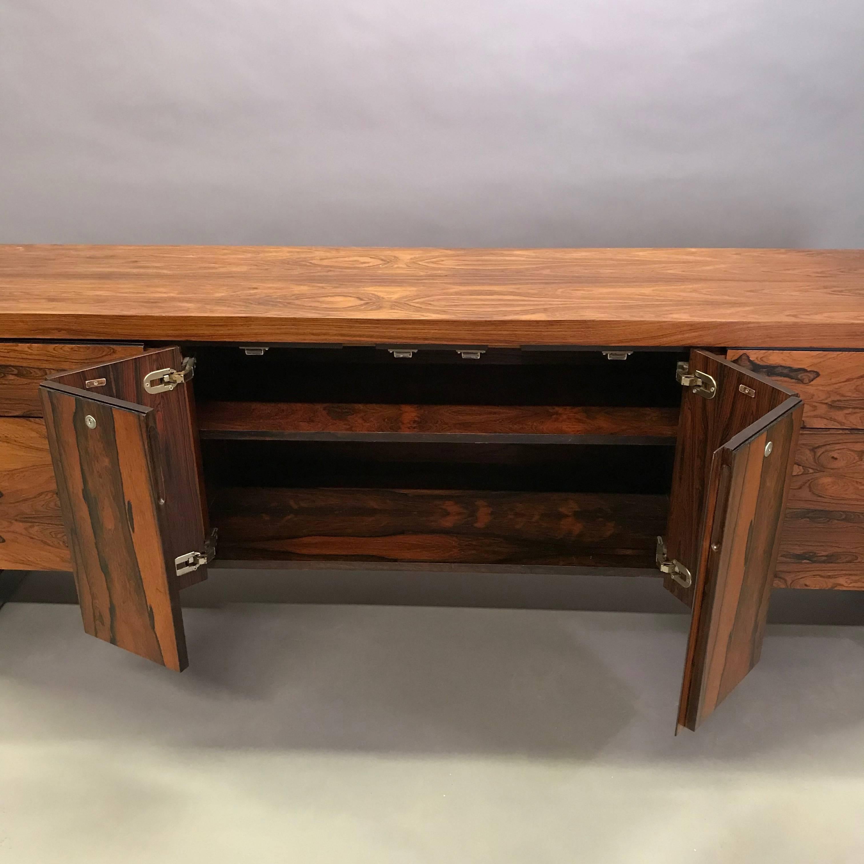 Late 20th Century Rosewood and Chrome Office Credenza