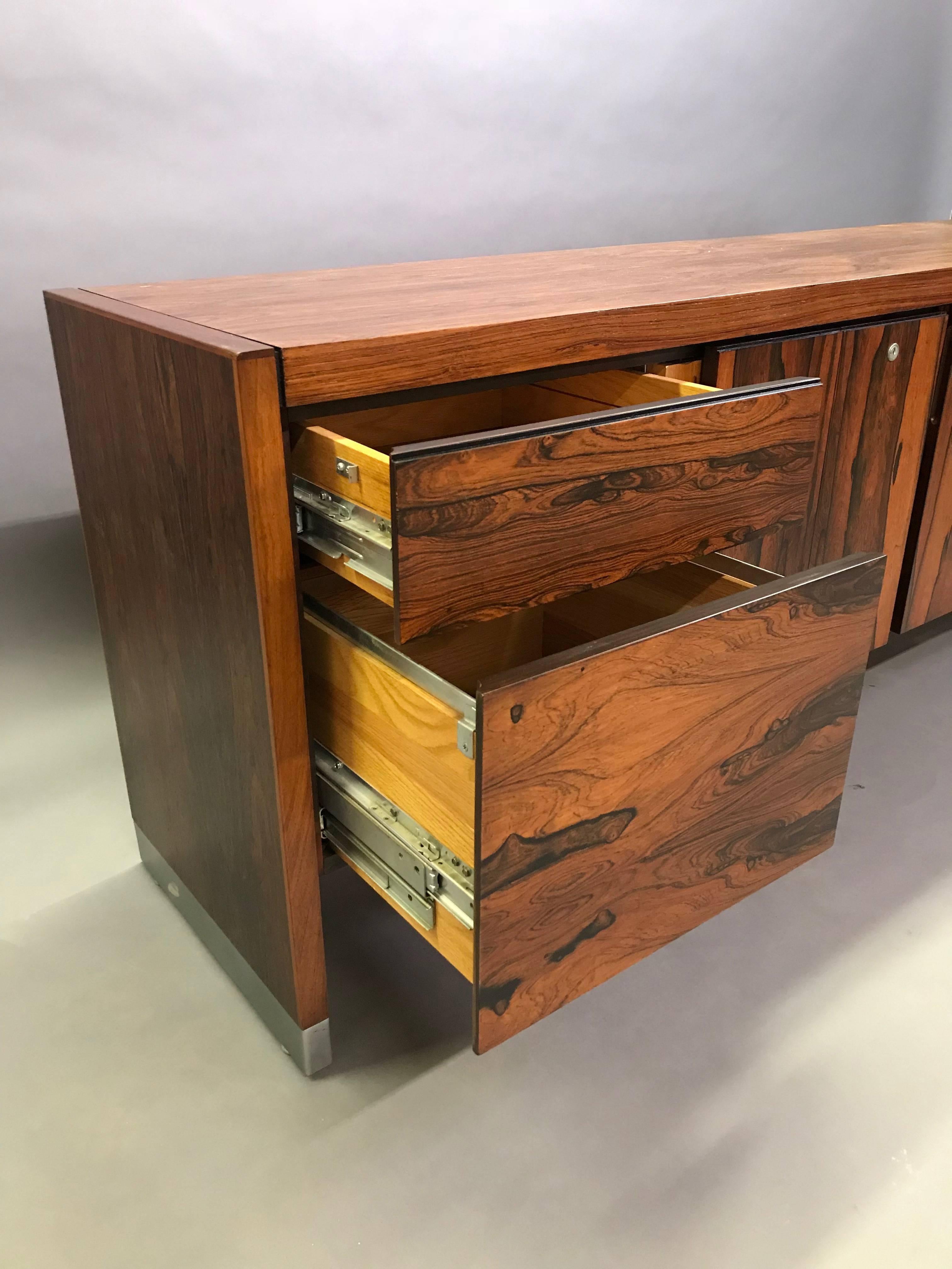 Rosewood and Chrome Office Credenza 1