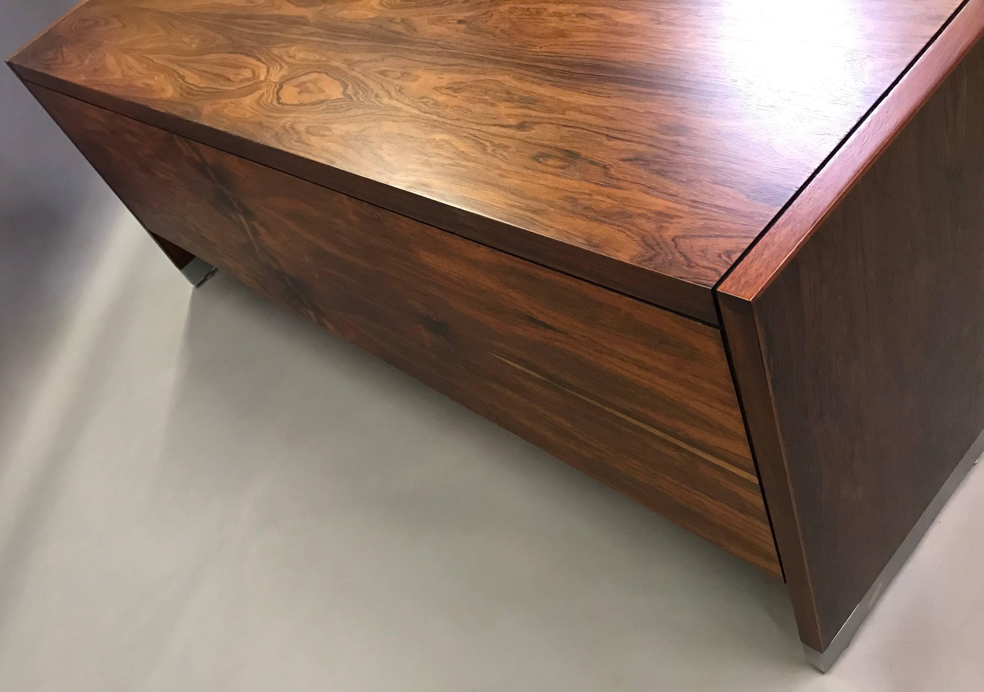 Rosewood and Chrome Office Credenza 2