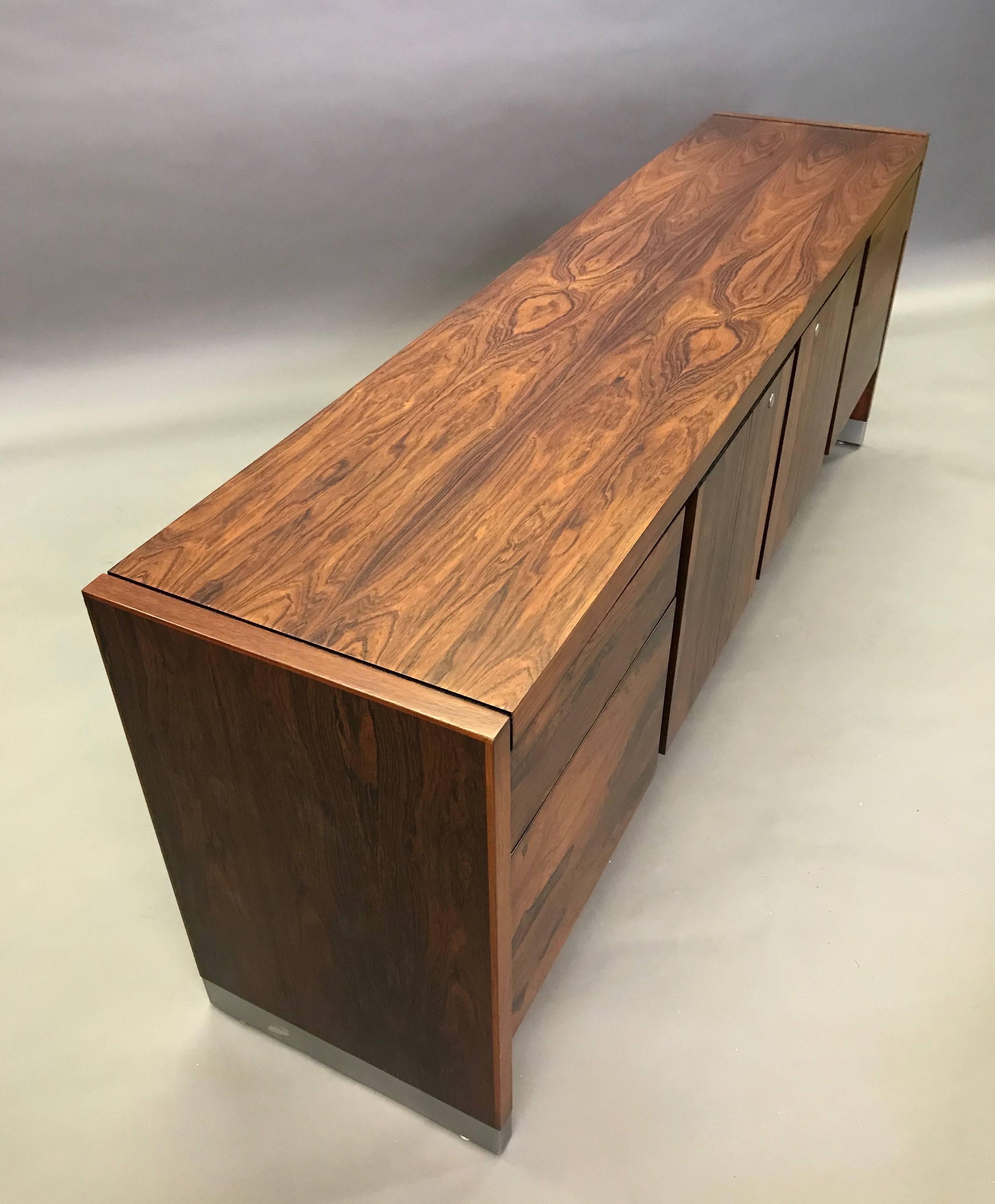 American Rosewood and Chrome Office Credenza