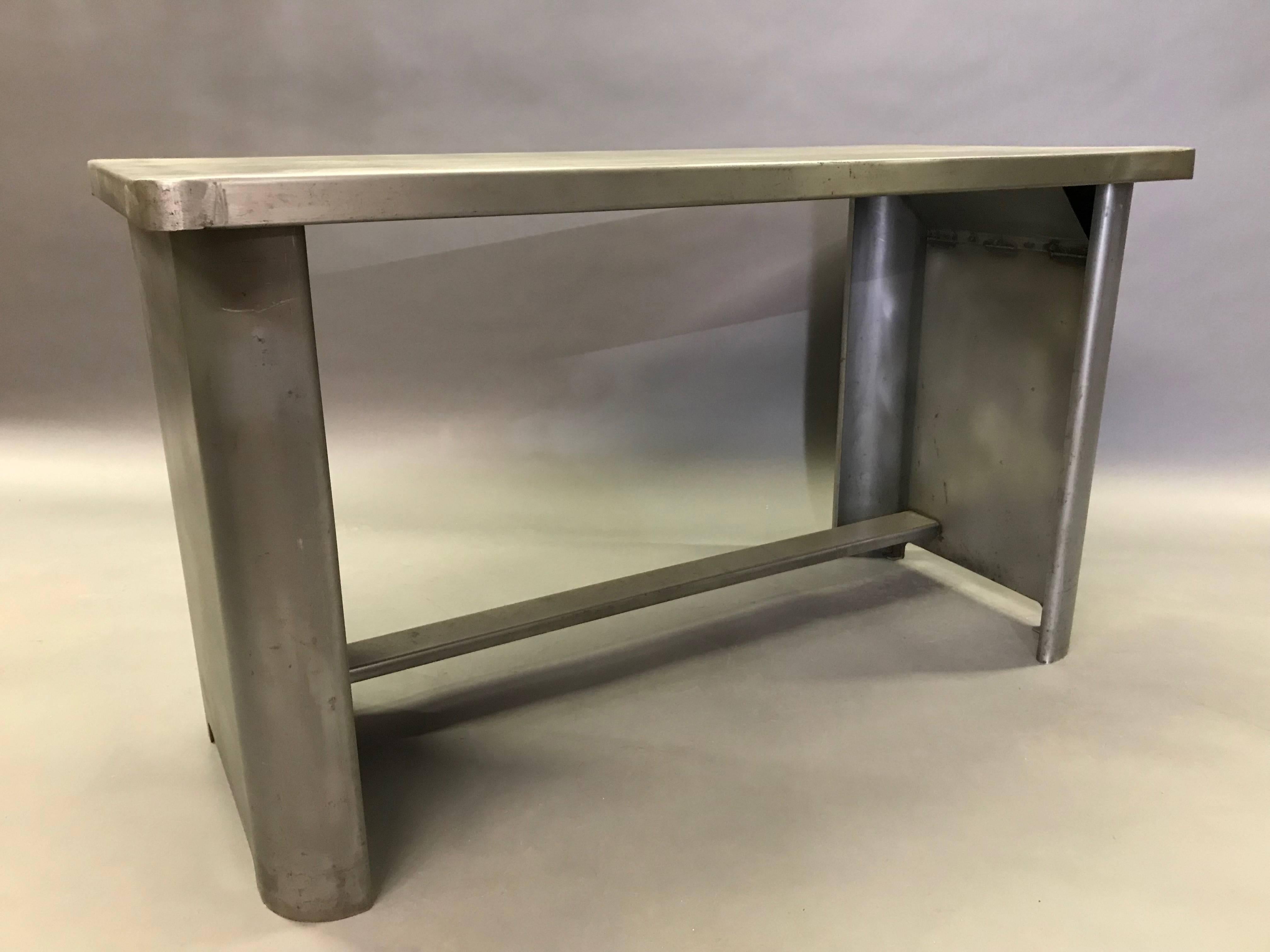 Industrial Machine Age Brushed Steel Work Table Desk 2