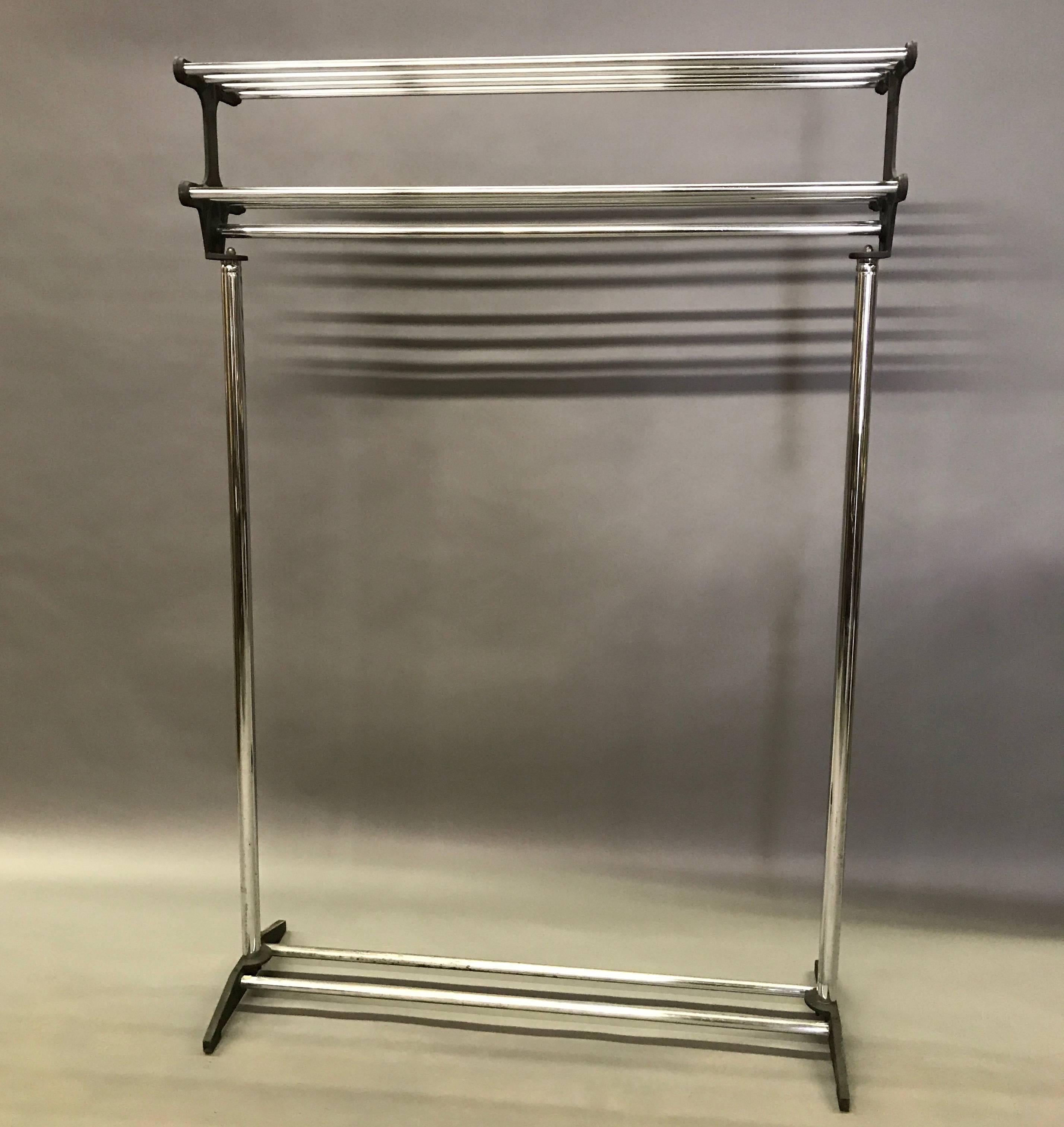 Art Deco Chrome Coatrack Shelf Unit In Excellent Condition In Brooklyn, NY