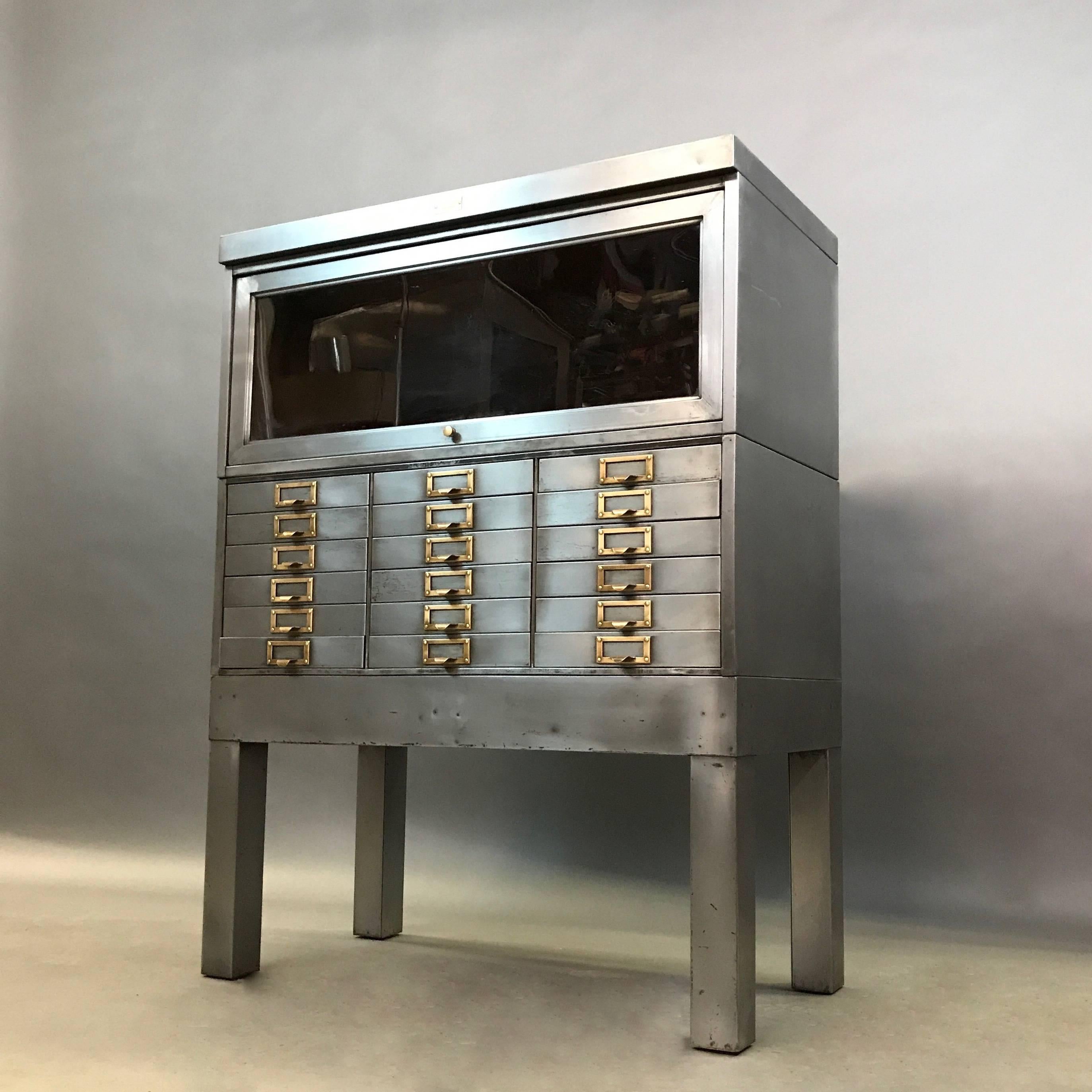 Industrial Brushed Steel Document Cabinet by Allsteel In Excellent Condition In Brooklyn, NY