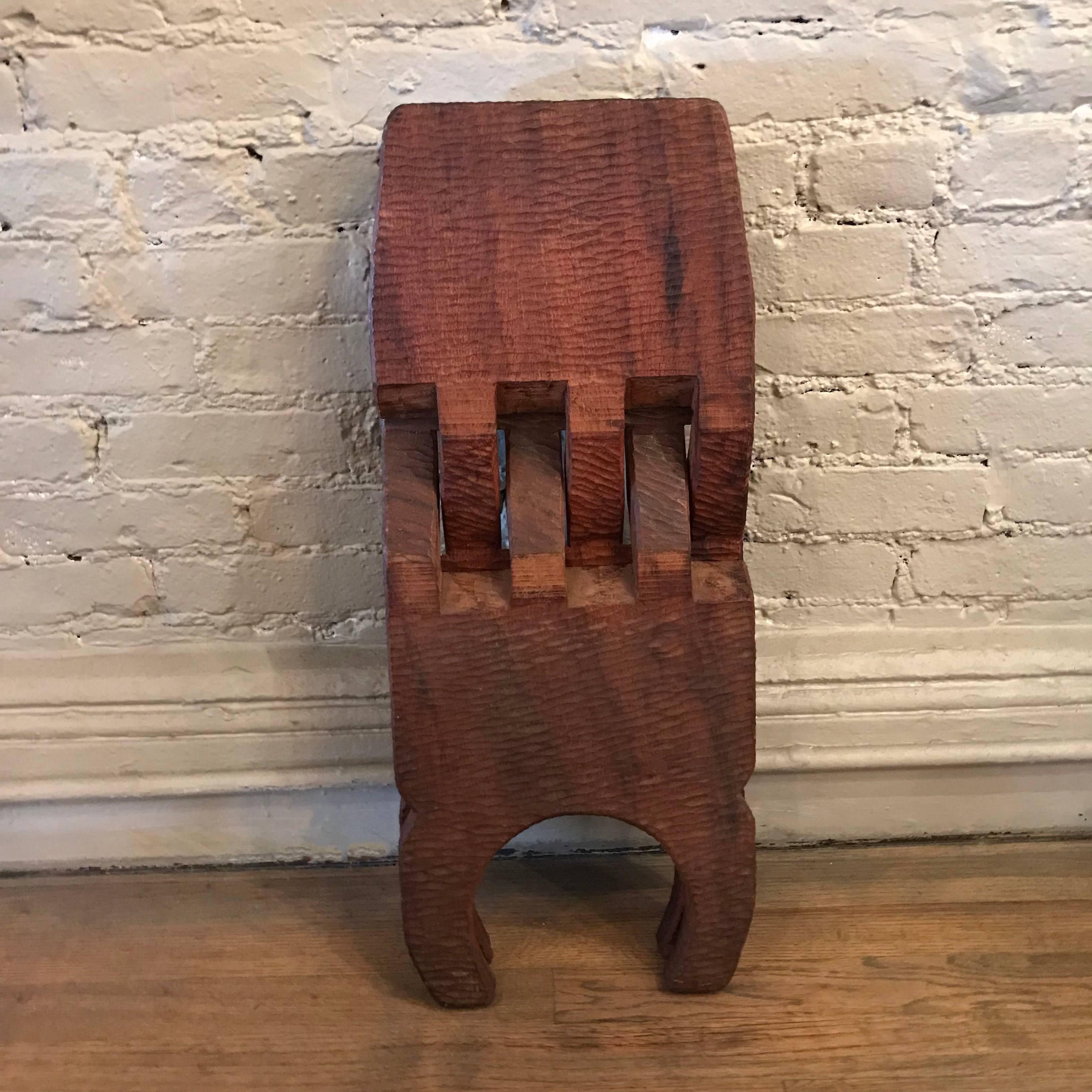 Late 20th Century Hand-Carved Mahogany Folding Book Cradle