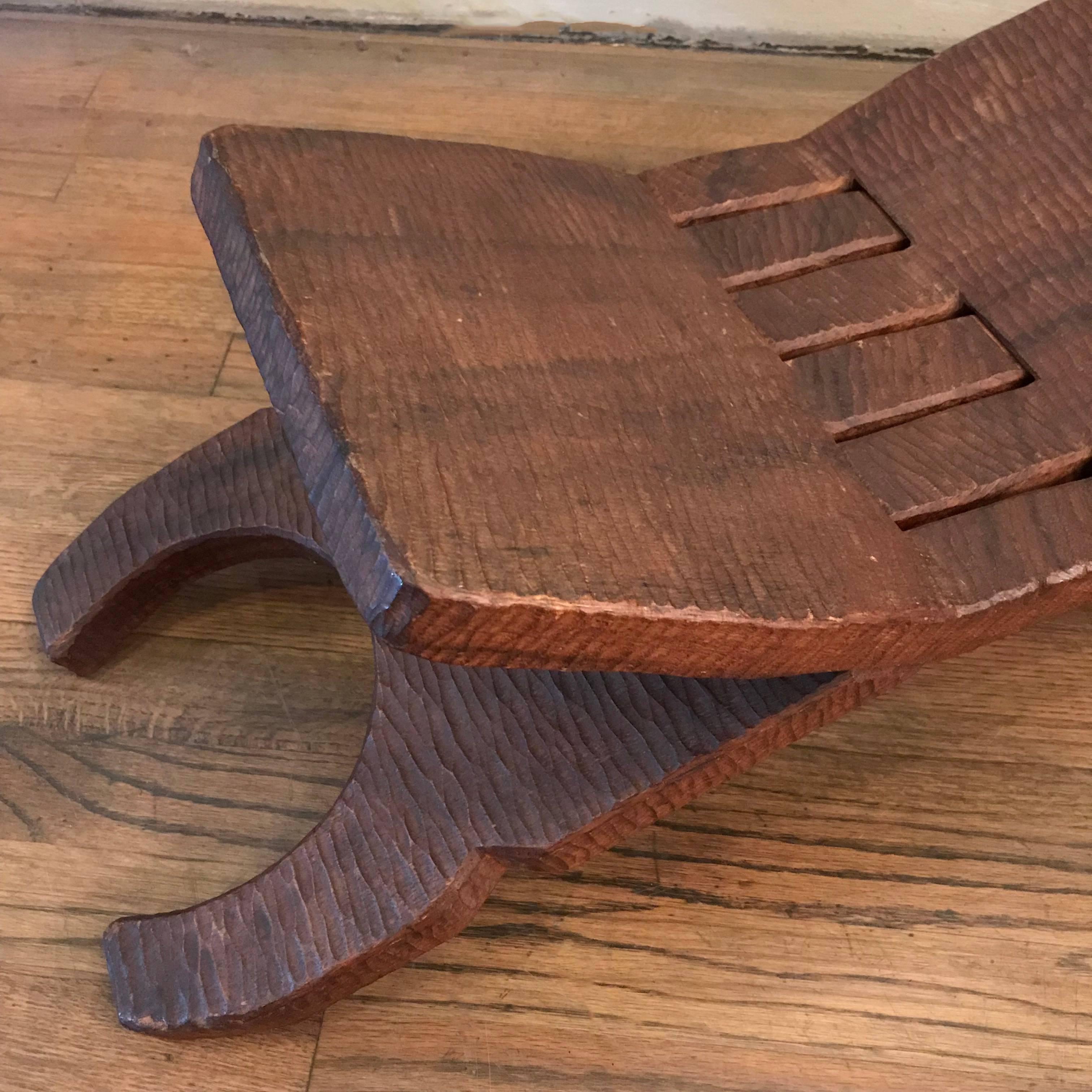 African Hand-Carved Mahogany Folding Book Cradle