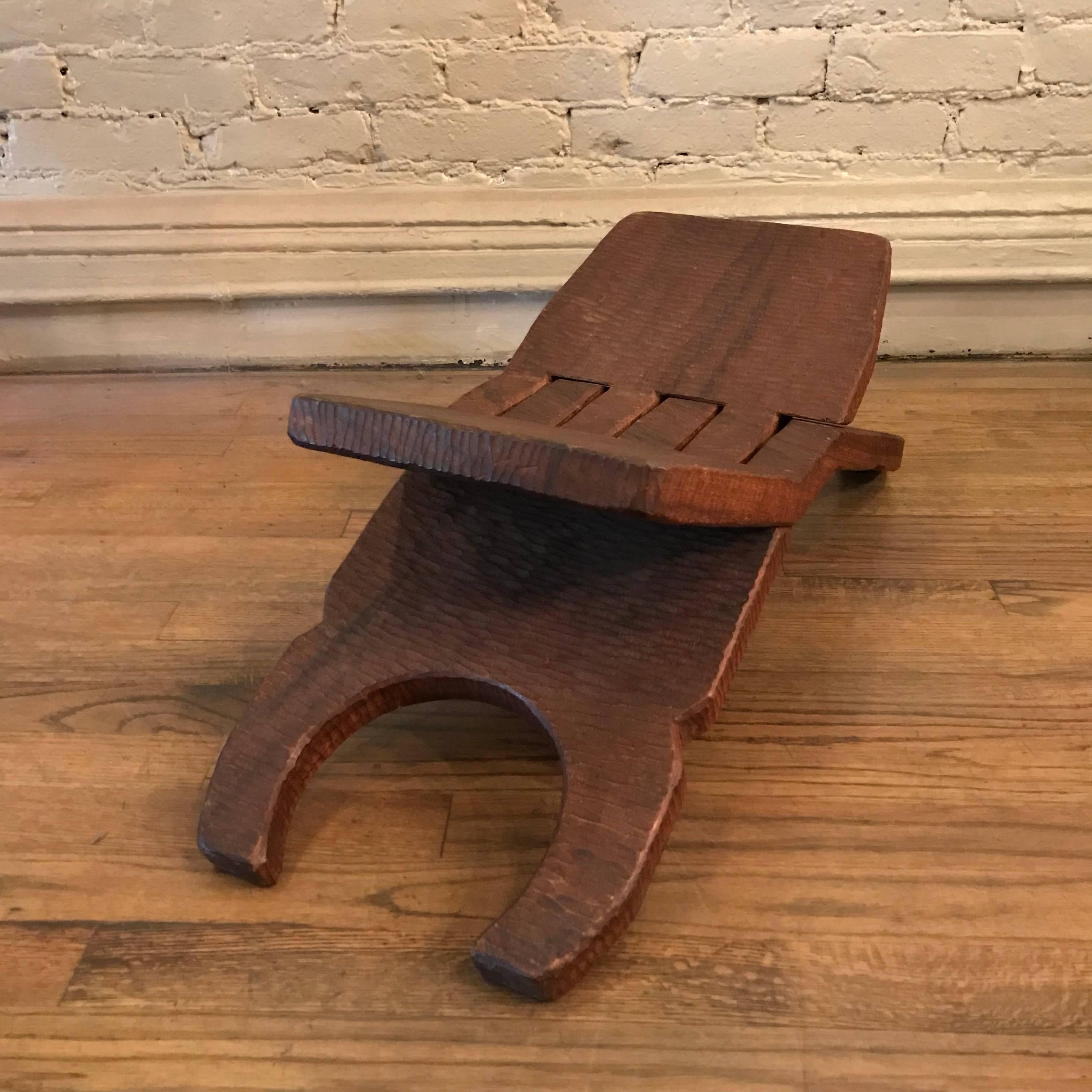 Hand-Carved Mahogany Folding Book Cradle In Good Condition In Brooklyn, NY