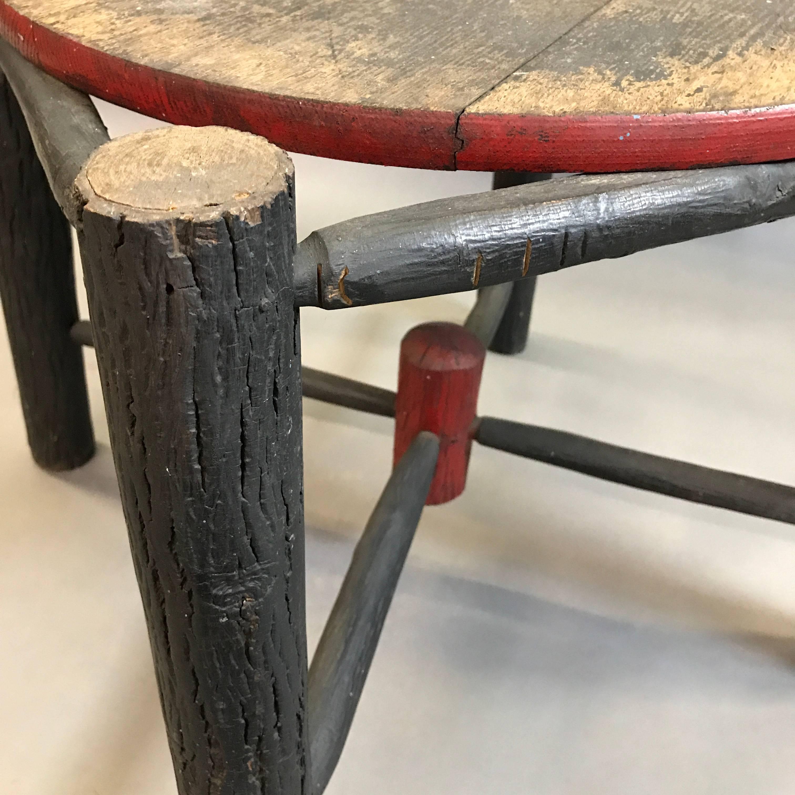 Mid-20th Century Rustic Painted Adirondack Log Table