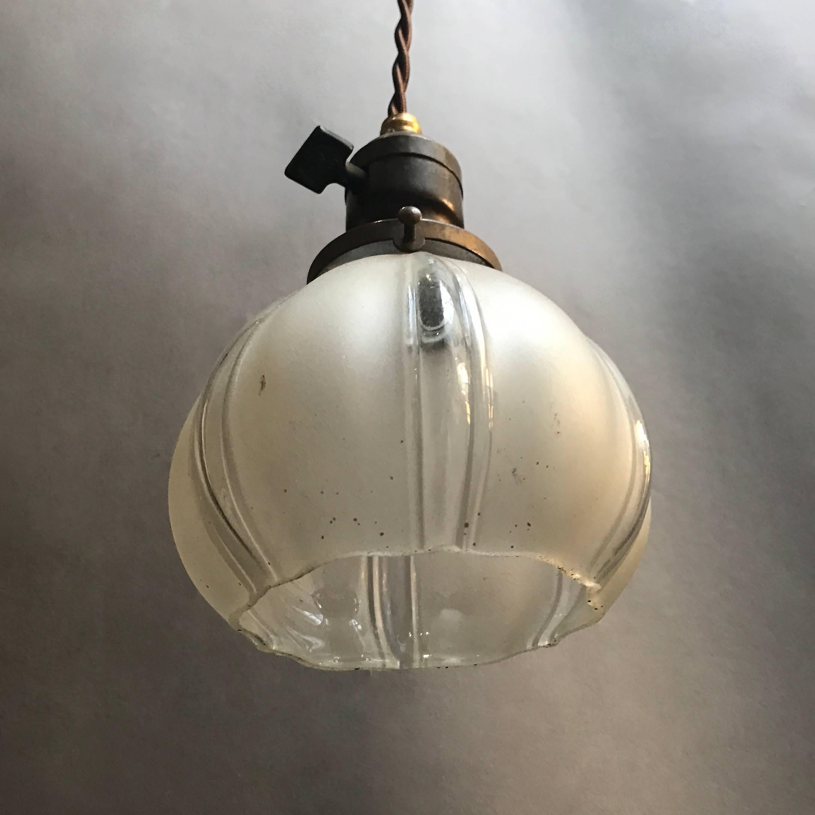 American Open Frosted and Clear Fluted Petal Pendant Light